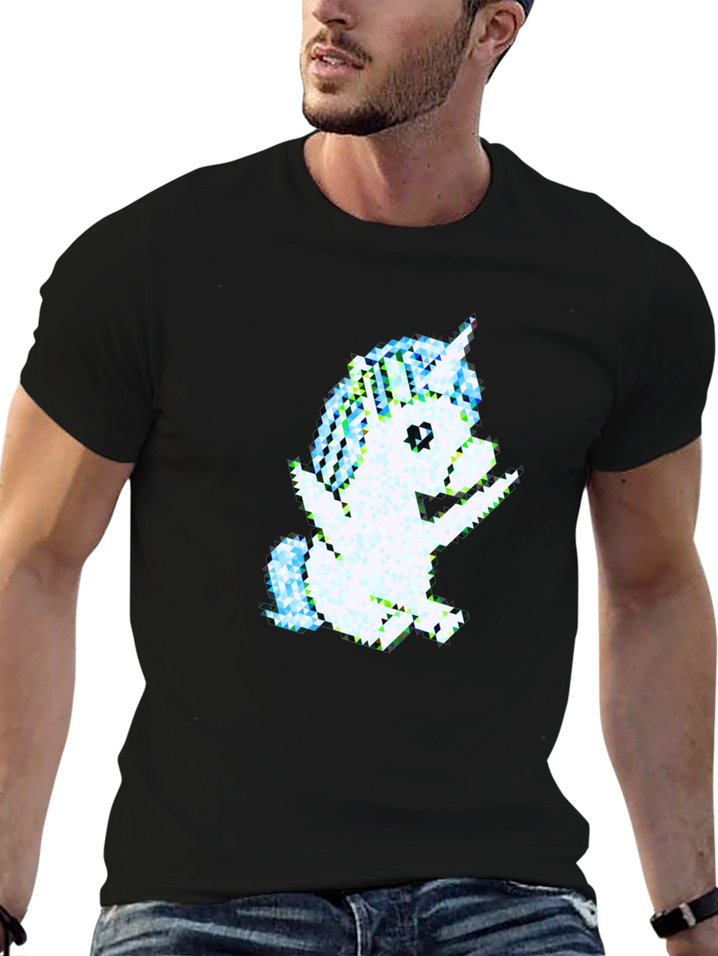 Pixel Unicorn Graphic Tee - Black