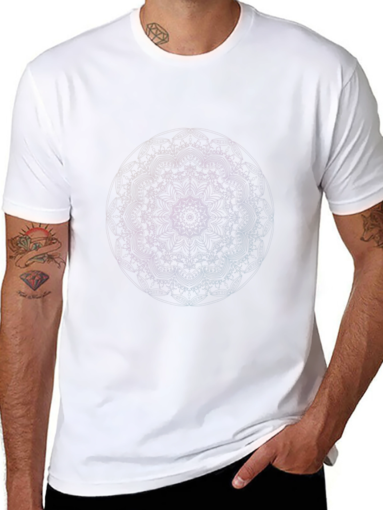Abstract Mandala Graphic Black T-Shirt