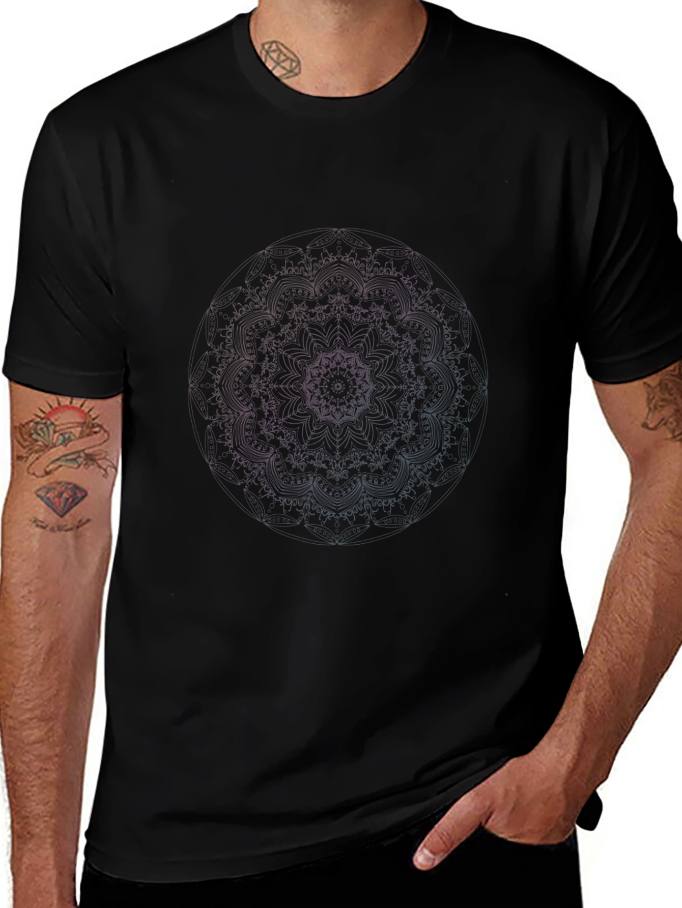 Abstract Mandala Graphic Black T-Shirt