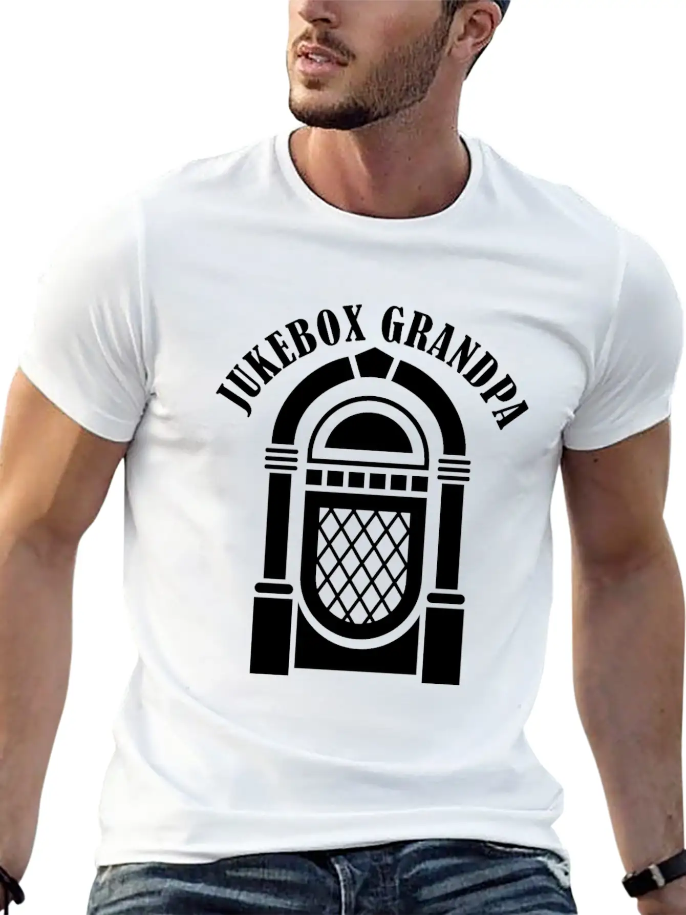 Jukebox Grandpa Singer Karaoke Master Stylish Everyday T-Shirt – Unisex Basic Cotton Tee