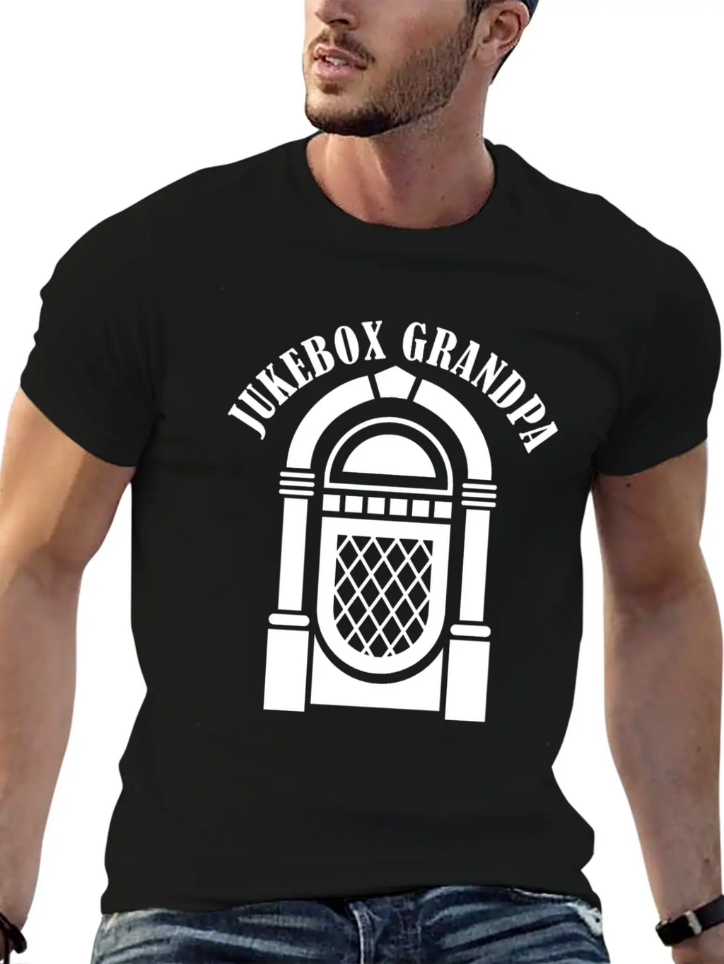 Jukebox Grandpa Singer Karaoke Master Stylish Everyday T-Shirt – Unisex Basic Cotton Tee