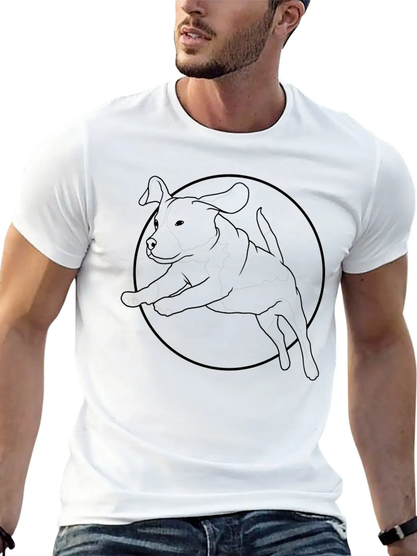 Jumping Dog Essential Cotton Tee For Daily Outfits – Unisex Style
