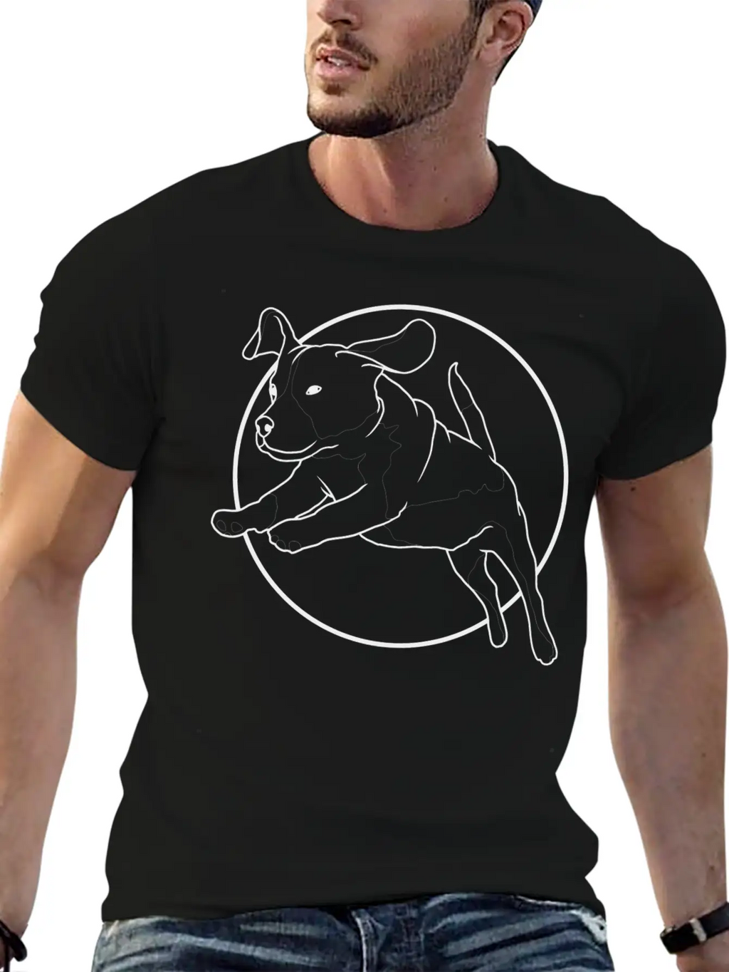 Jumping Dog Essential Cotton Tee For Daily Outfits – Unisex Style