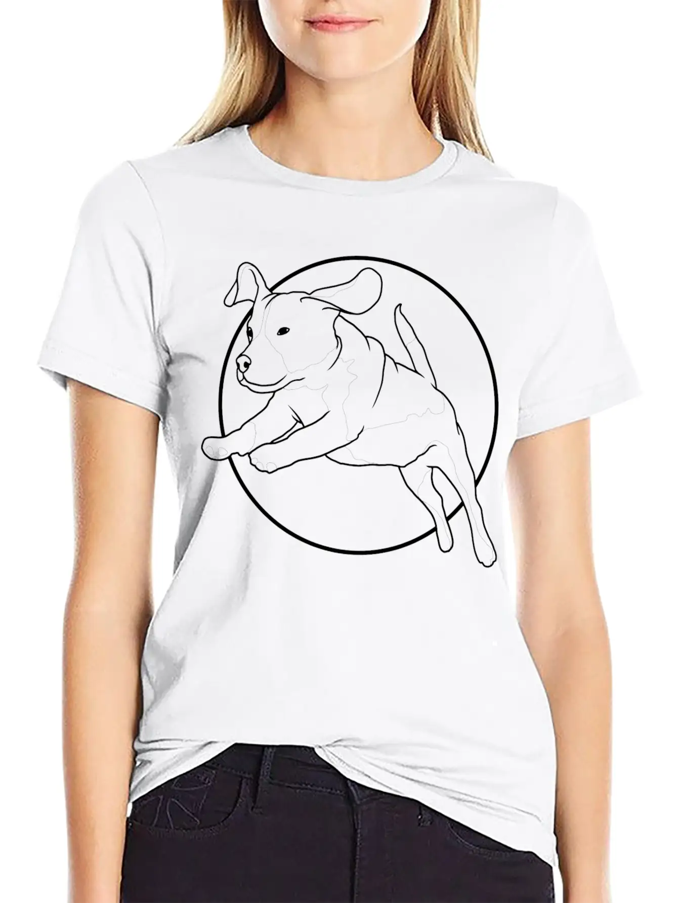 Jumping Dog Essential Cotton Tee For Daily Outfits – Unisex Style