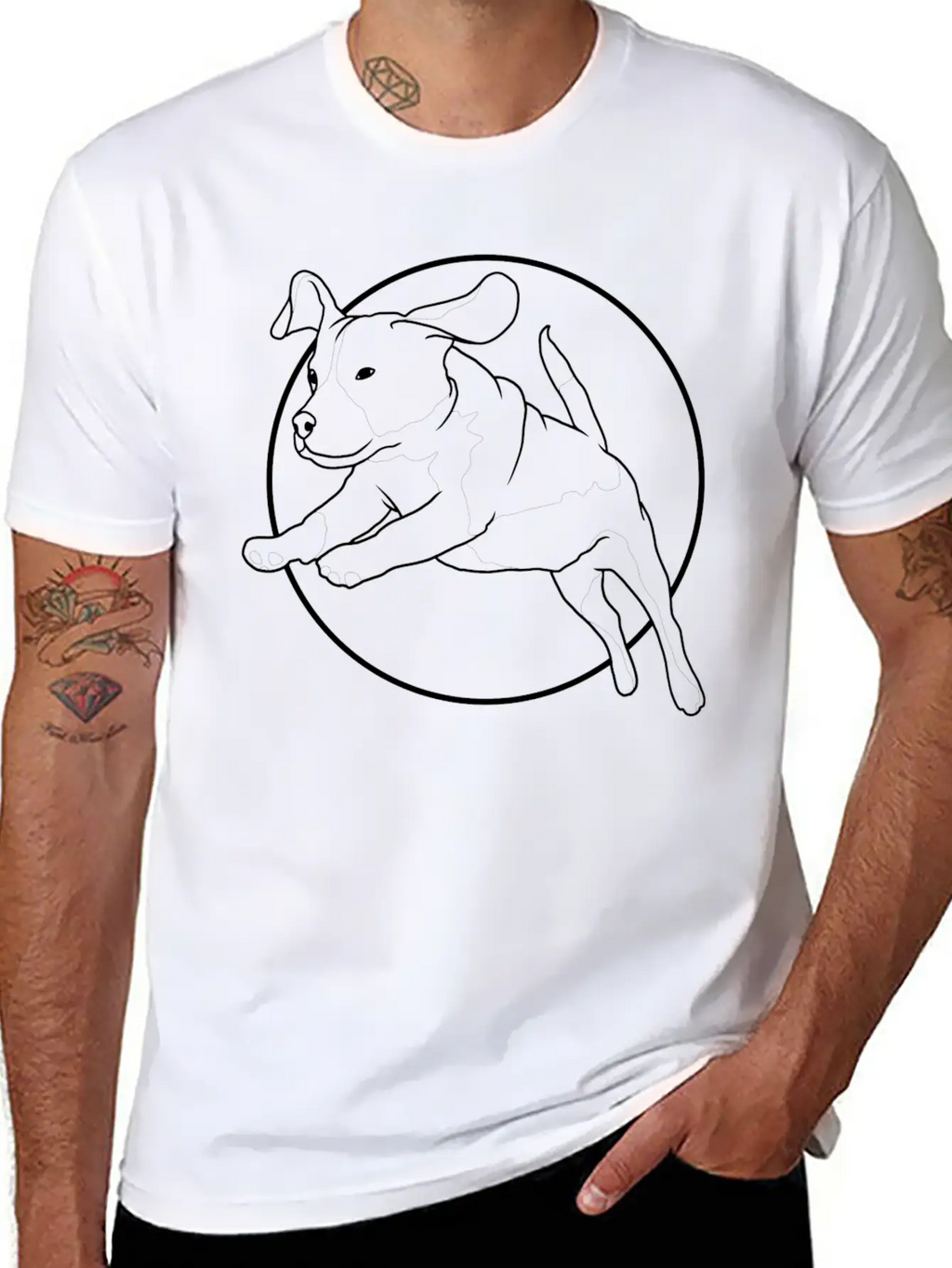 Jumping Dog Essential Cotton Tee For Daily Outfits – Unisex Style