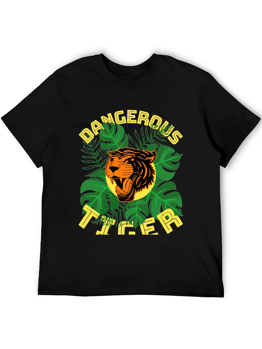 Jungle Tiger Dangerous Animal Leaves Gift Breathable Graphic T-Shirt – Perfect For Casual Days