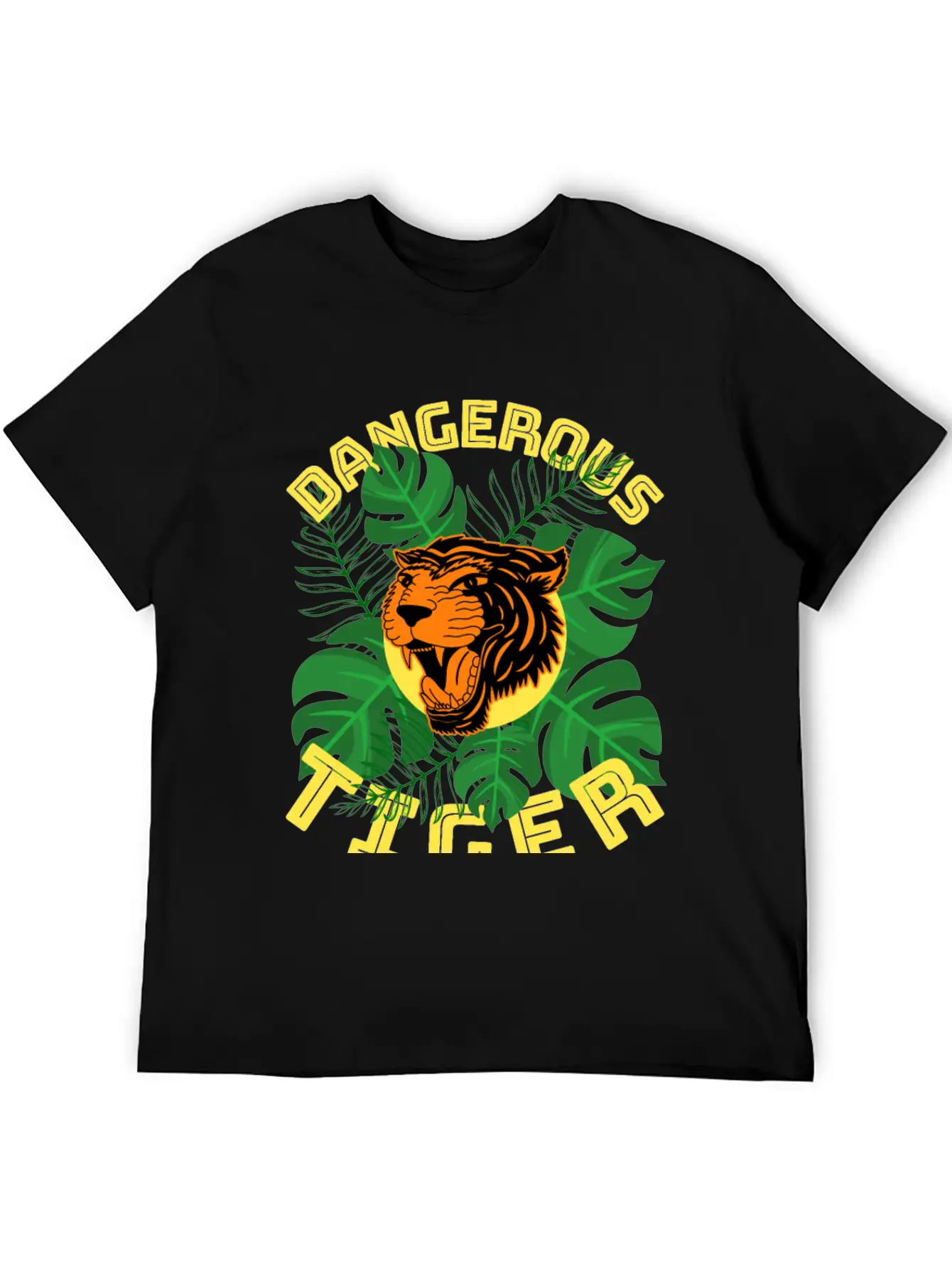 Jungle Tiger Dangerous Animal Leaves Gift Breathable Graphic T-Shirt – Perfect For Casual Days