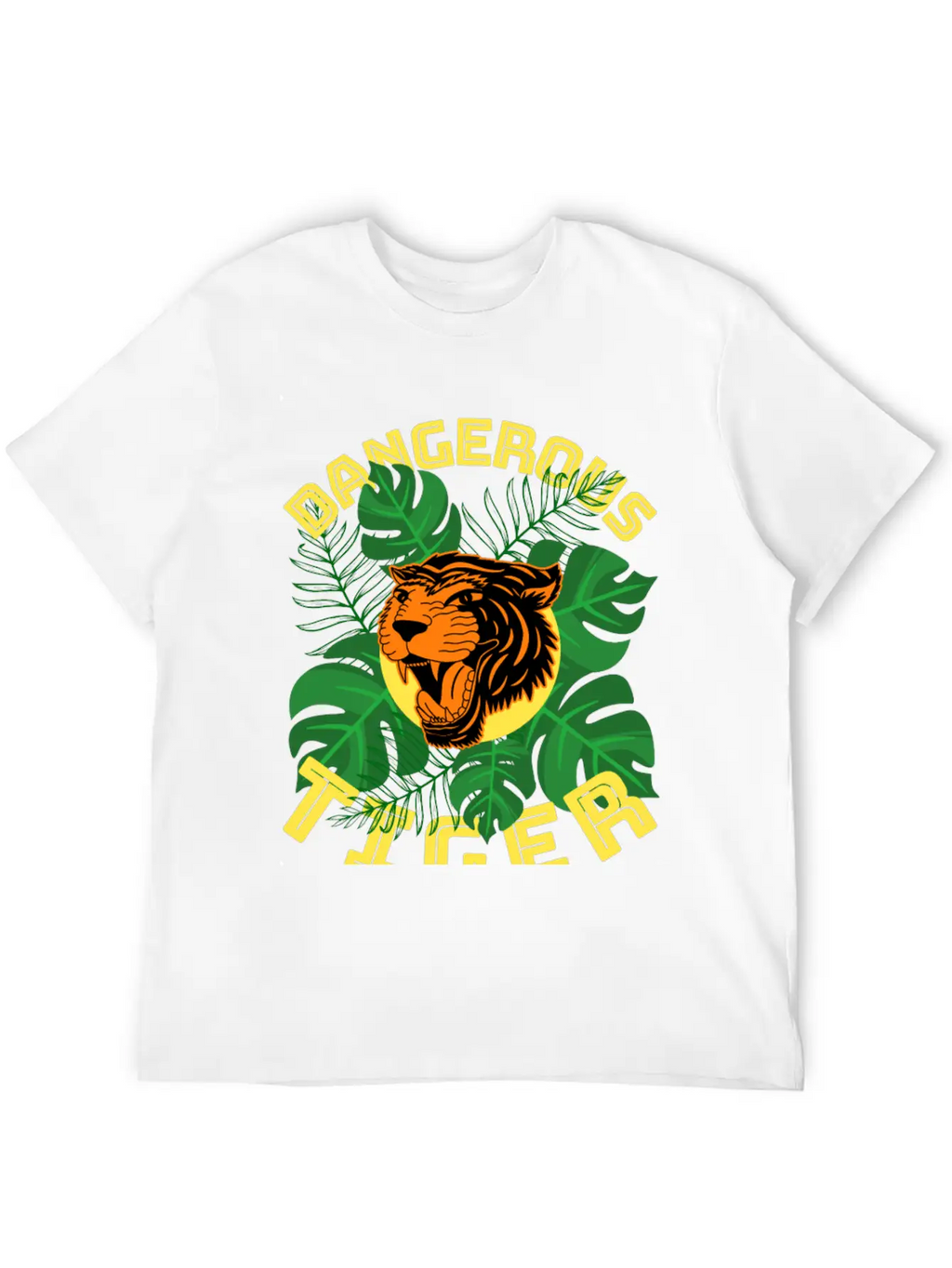 Jungle Tiger Dangerous Animal Leaves Gift Breathable Graphic T-Shirt – Perfect For Casual Days