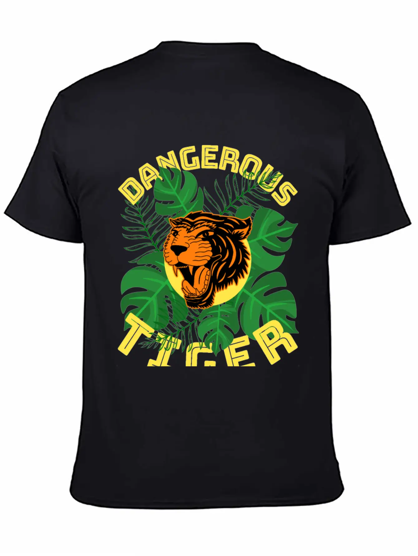 Jungle Tiger Dangerous Animal Leaves Gift Breathable Graphic T-Shirt – Perfect For Casual Days