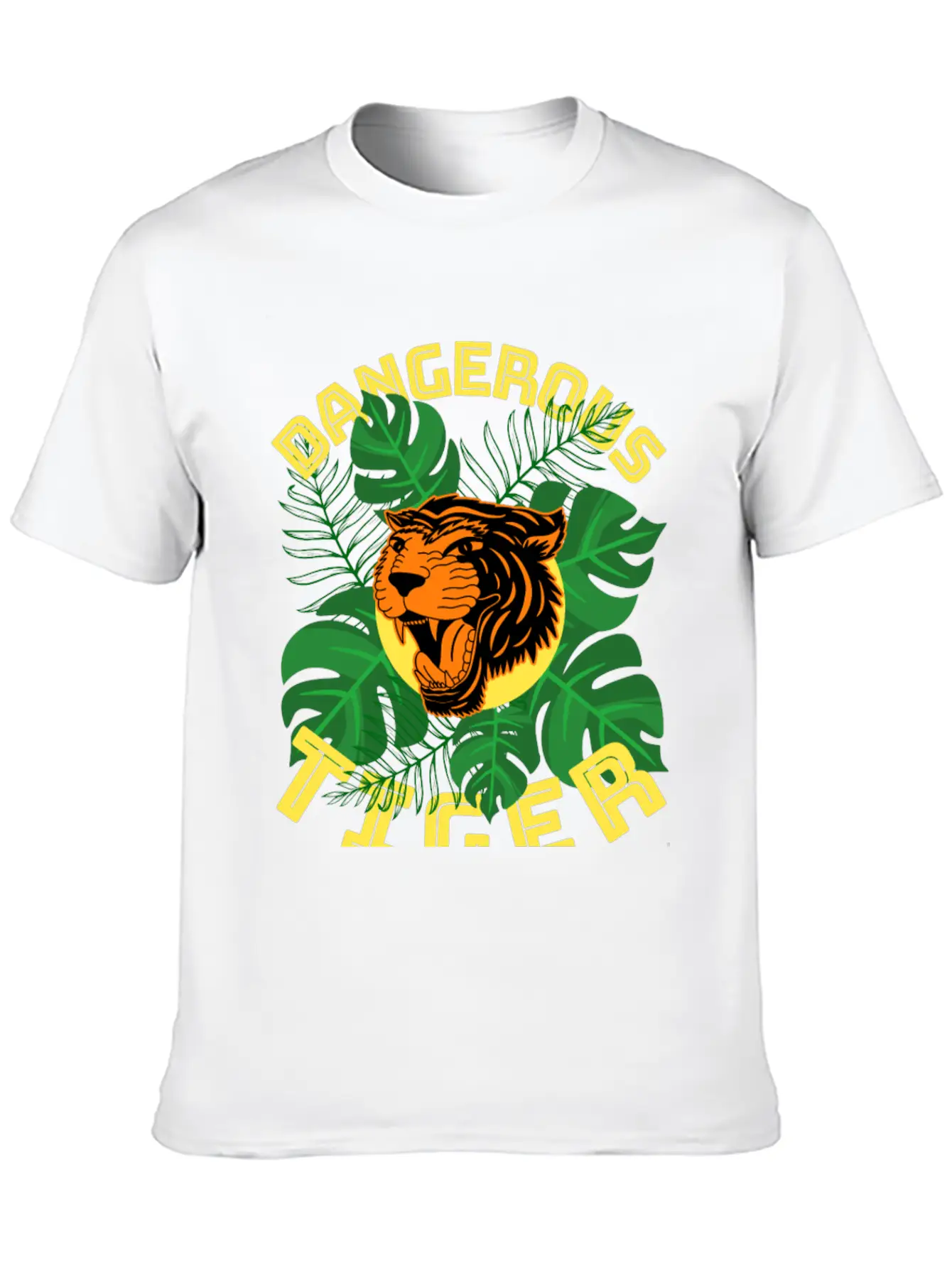 Jungle Tiger Dangerous Animal Leaves Gift Breathable Graphic T-Shirt – Perfect For Casual Days