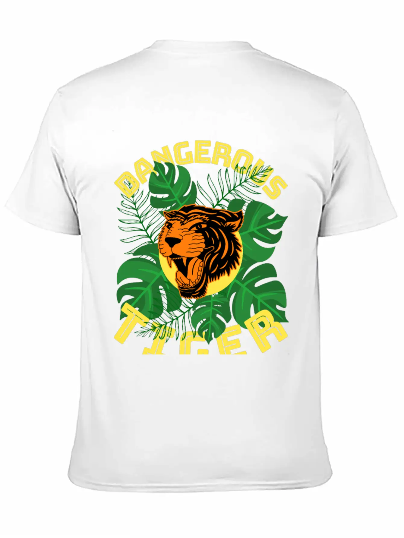 Jungle Tiger Dangerous Animal Leaves Gift Breathable Graphic T-Shirt – Perfect For Casual Days