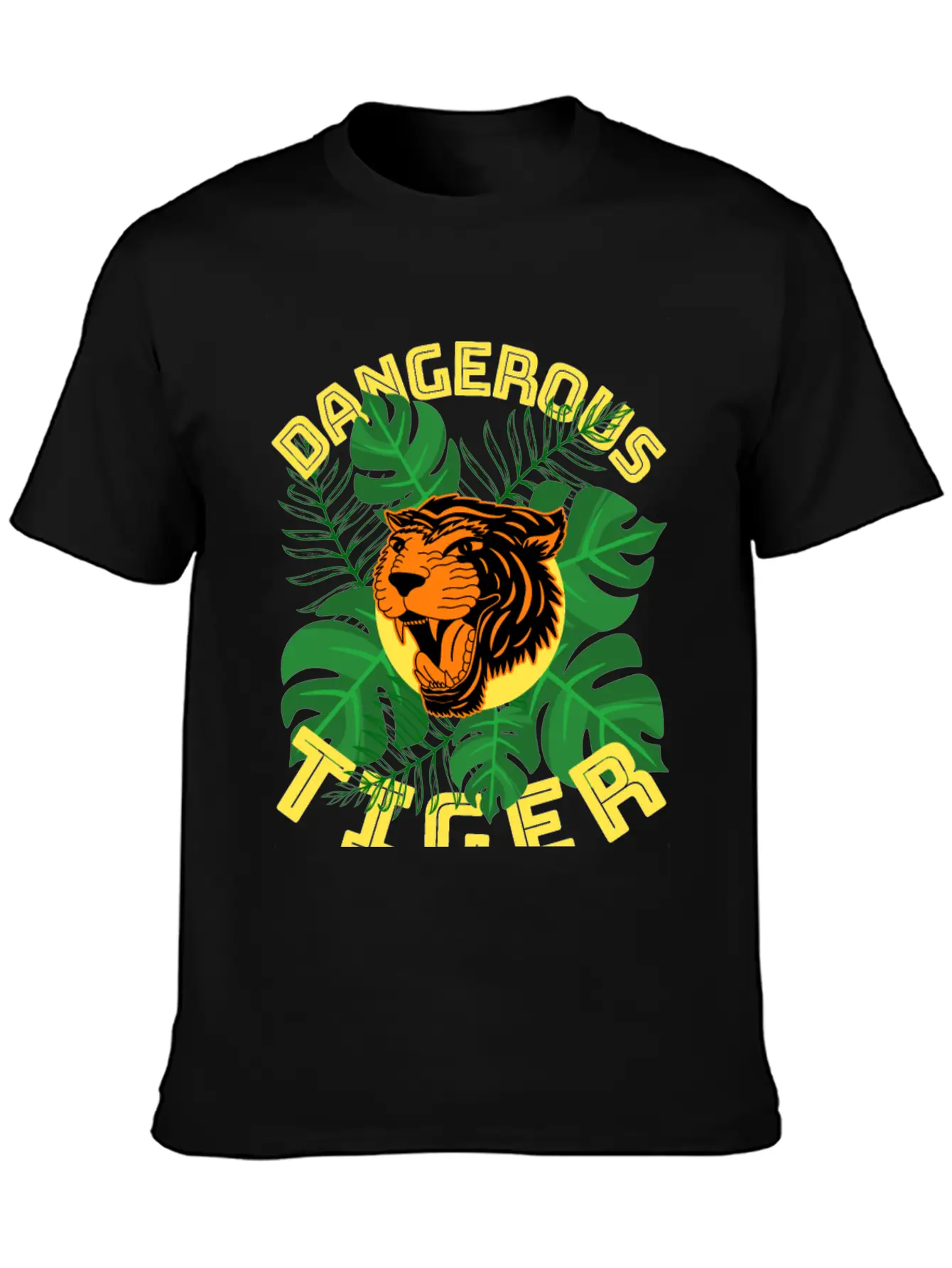 Jungle Tiger Dangerous Animal Leaves Gift Breathable Graphic T-Shirt – Perfect For Casual Days
