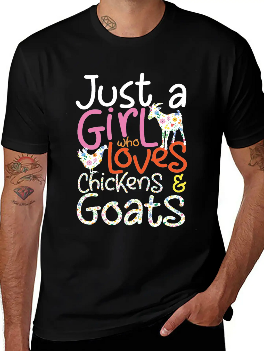 Just A Girl Who Loves Chickens & Goats | Farmlife Breathable Graphic T-Shirt – Perfect For Casual Days
