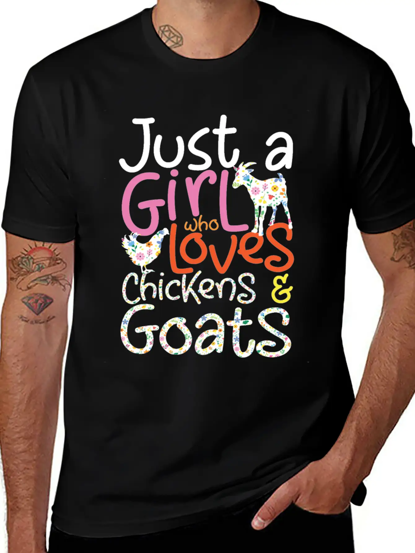 Just A Girl Who Loves Chickens & Goats | Farmlife Breathable Graphic T-Shirt – Perfect For Casual Days