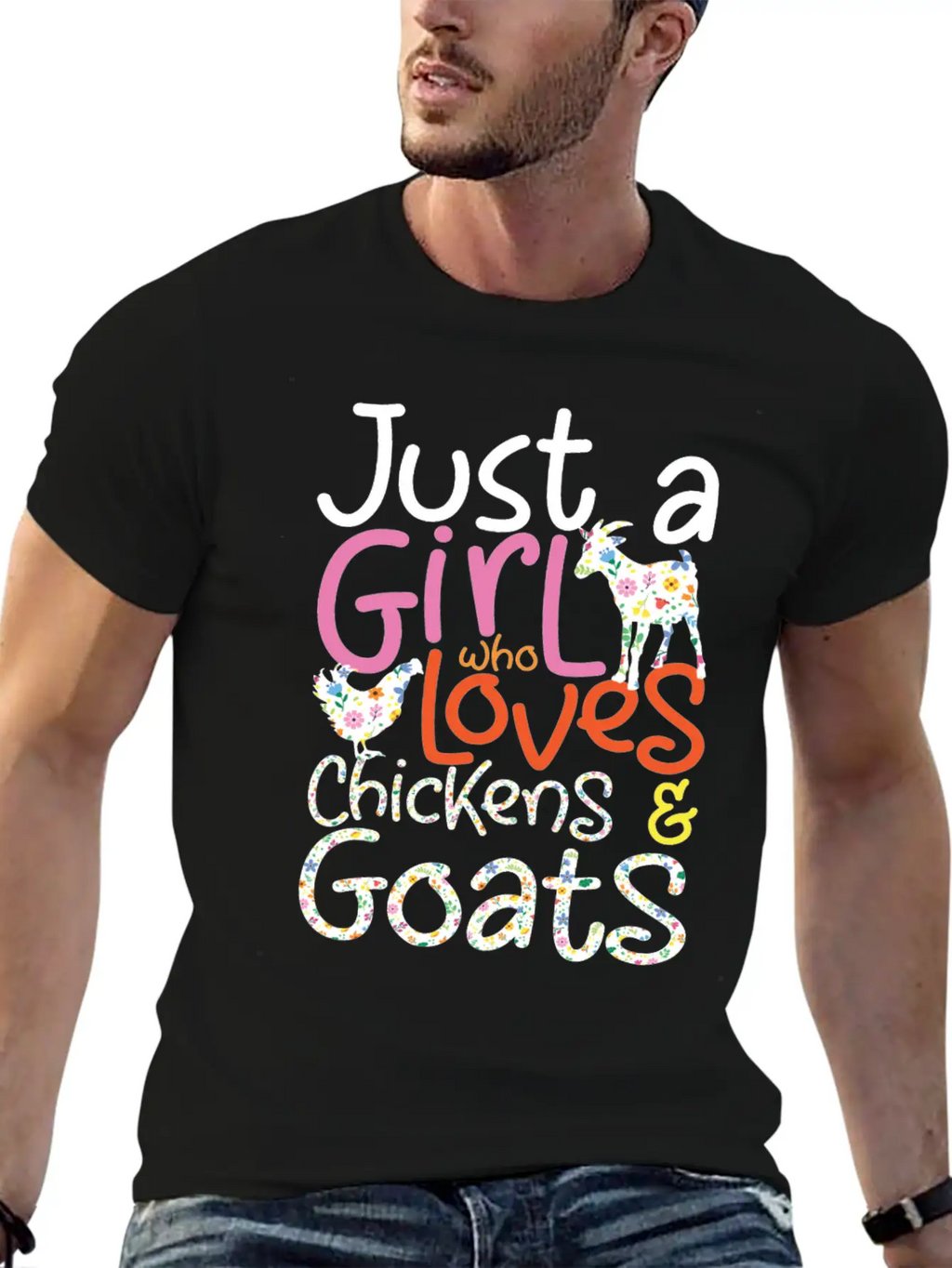 Just A Girl Who Loves Chickens & Goats | Farmlife Breathable Graphic T-Shirt – Perfect For Casual Days