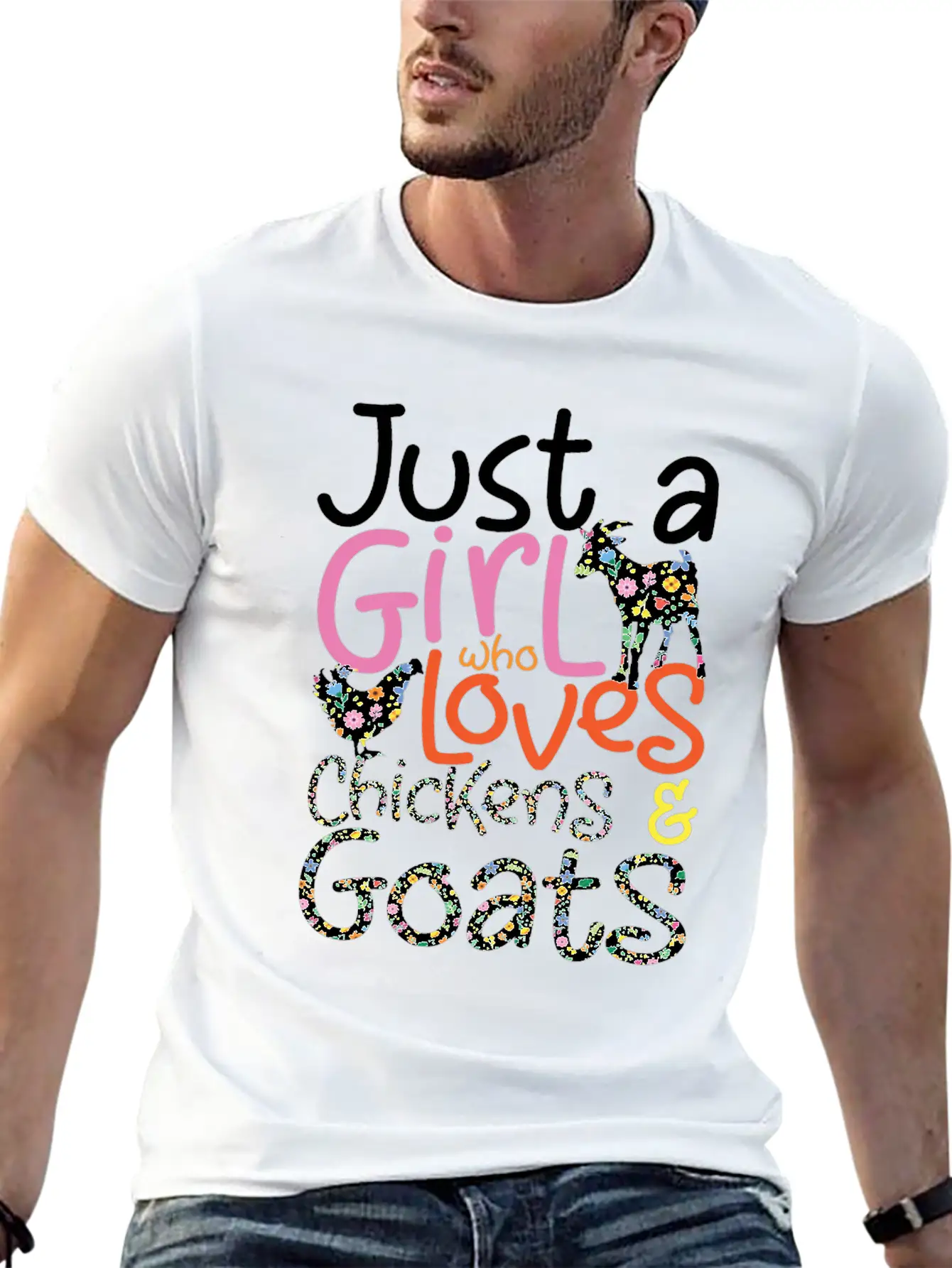 Just A Girl Who Loves Chickens & Goats | Farmlife Breathable Graphic T-Shirt – Perfect For Casual Days