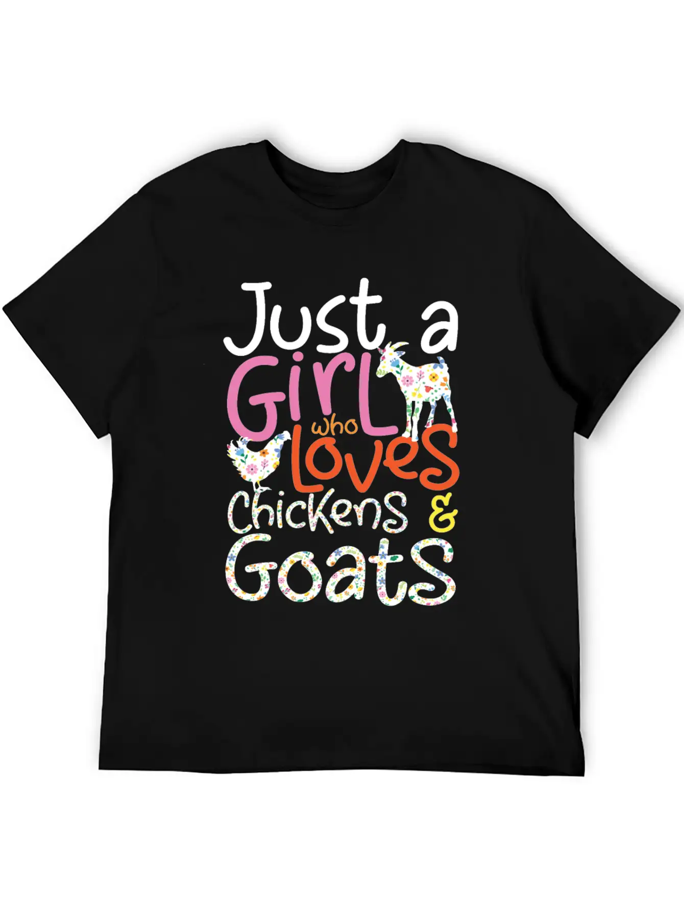 Just A Girl Who Loves Chickens & Goats | Farmlife Breathable Graphic T-Shirt – Perfect For Casual Days