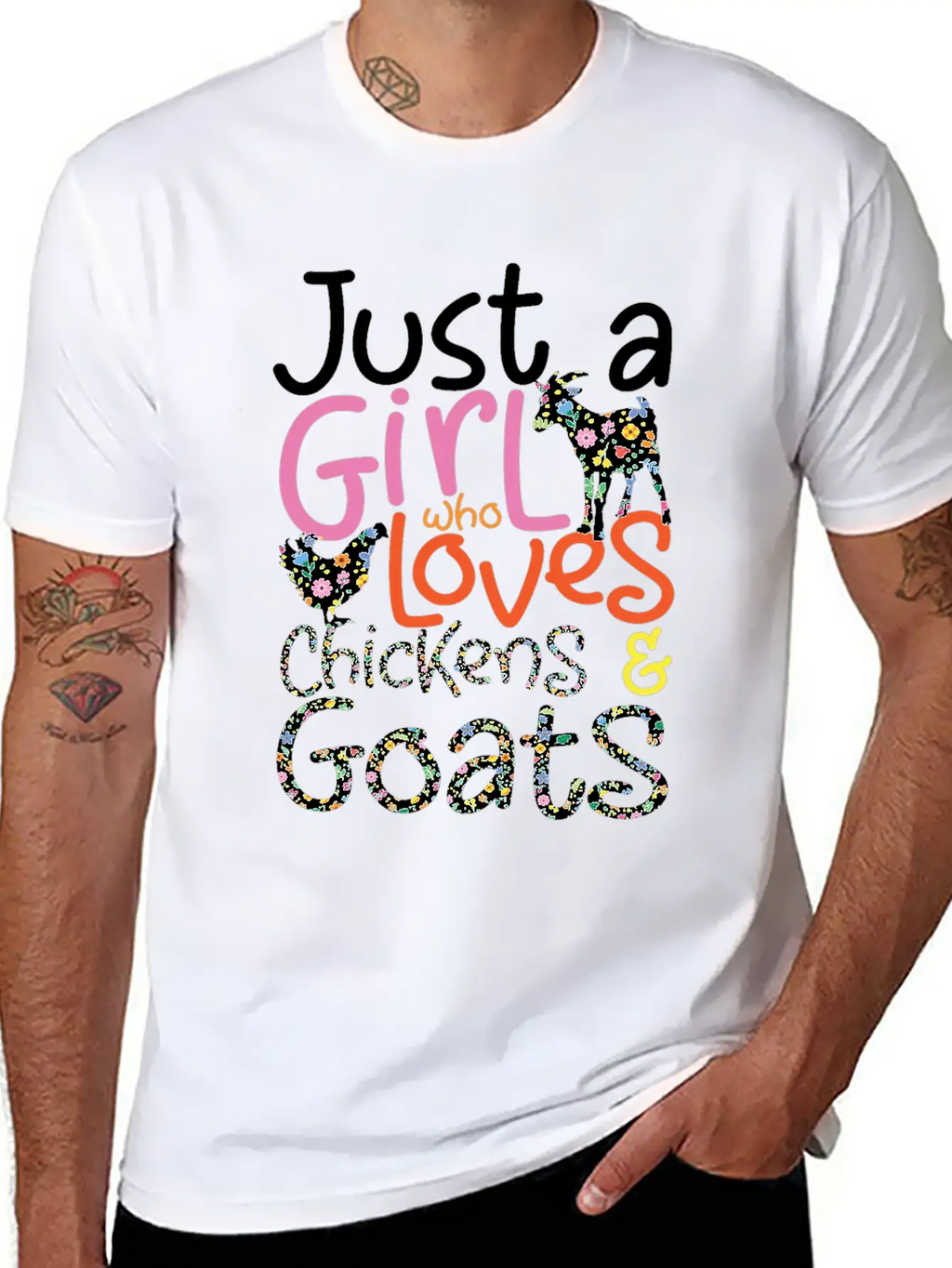 Just A Girl Who Loves Chickens & Goats | Farmlife Breathable Graphic T-Shirt – Perfect For Casual Days