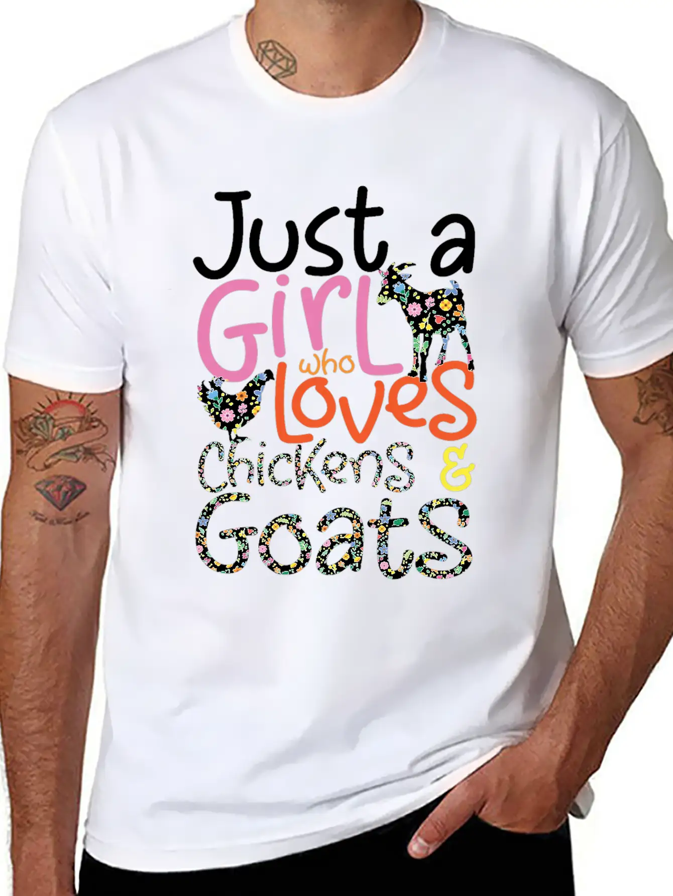 Just A Girl Who Loves Chickens & Goats | Farmlife Breathable Graphic T-Shirt – Perfect For Casual Days
