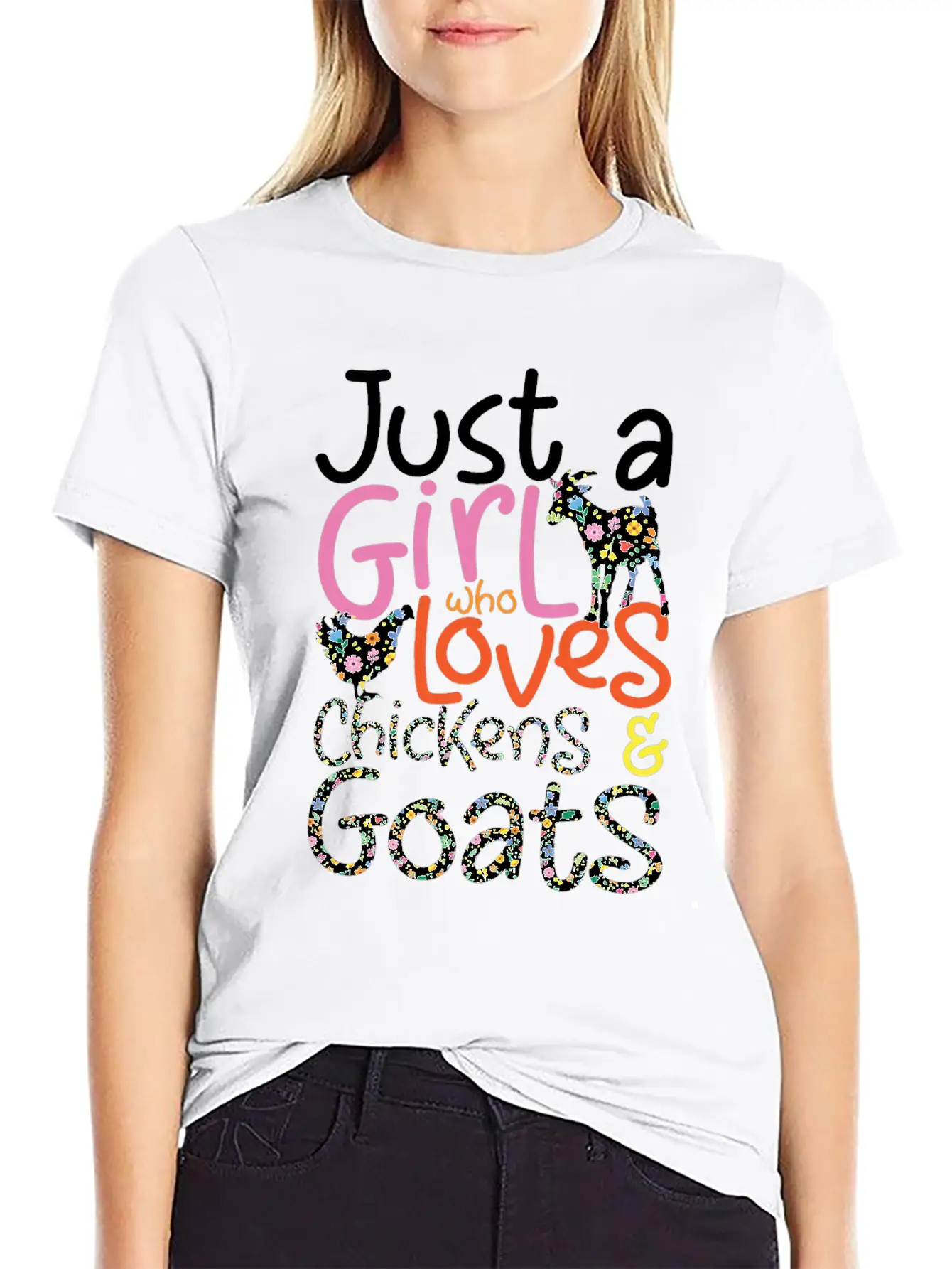 Just A Girl Who Loves Chickens & Goats | Farmlife Breathable Graphic T-Shirt – Perfect For Casual Days