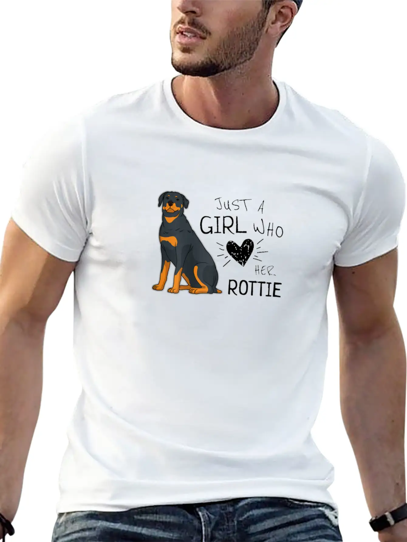 Just A Girl Who Loves Her Rottie Rottweiler Dog Essential Cotton Tee For Daily Outfits – Unisex Style