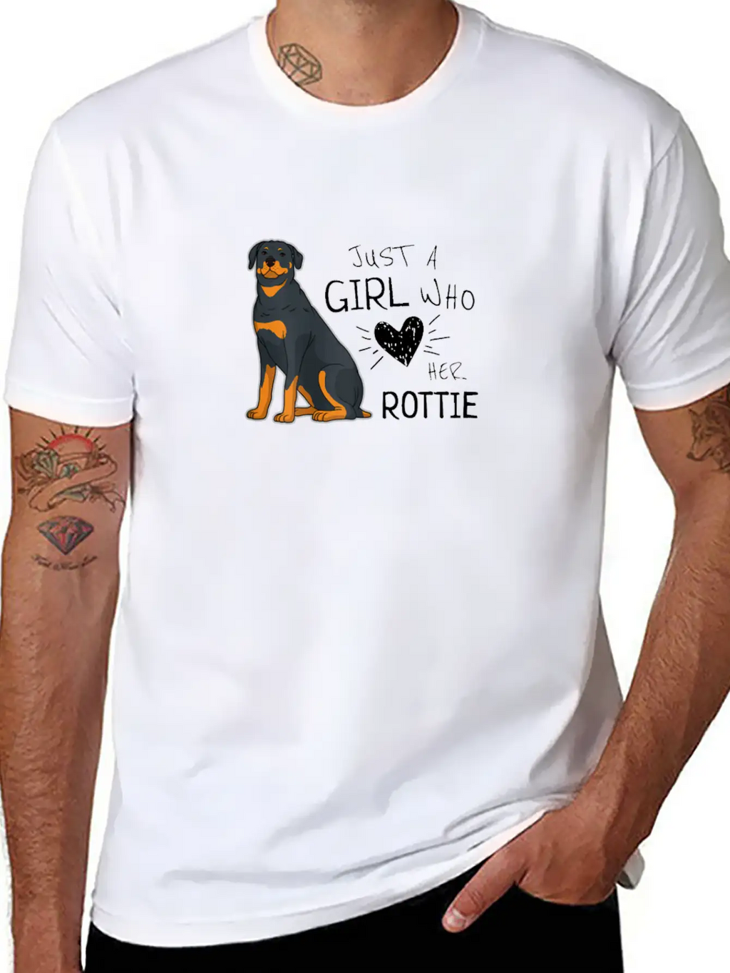 Just A Girl Who Loves Her Rottie Rottweiler Dog Essential Cotton Tee For Daily Outfits – Unisex Style