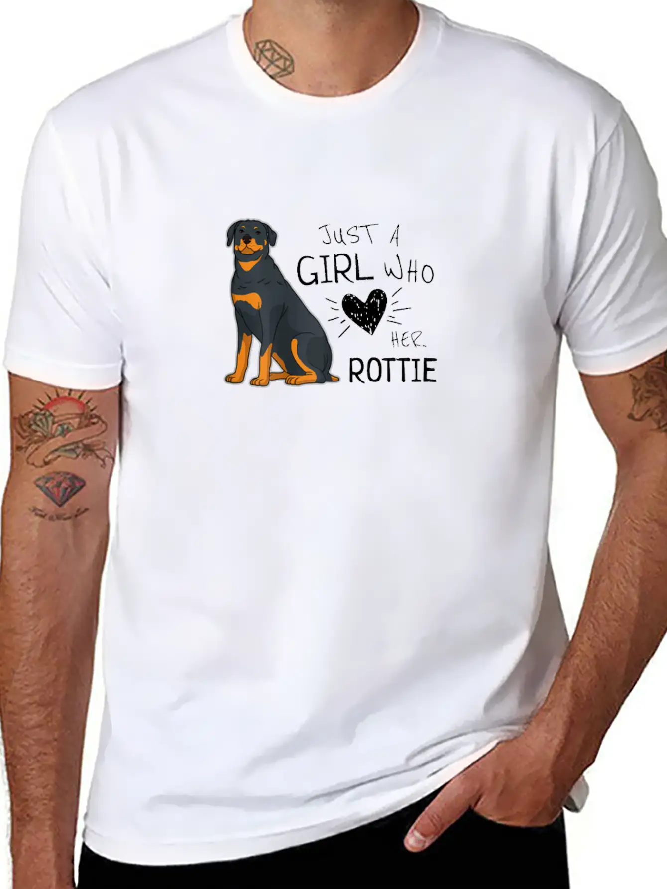Just A Girl Who Loves Her Rottie Rottweiler Dog Essential Cotton Tee For Daily Outfits – Unisex Style