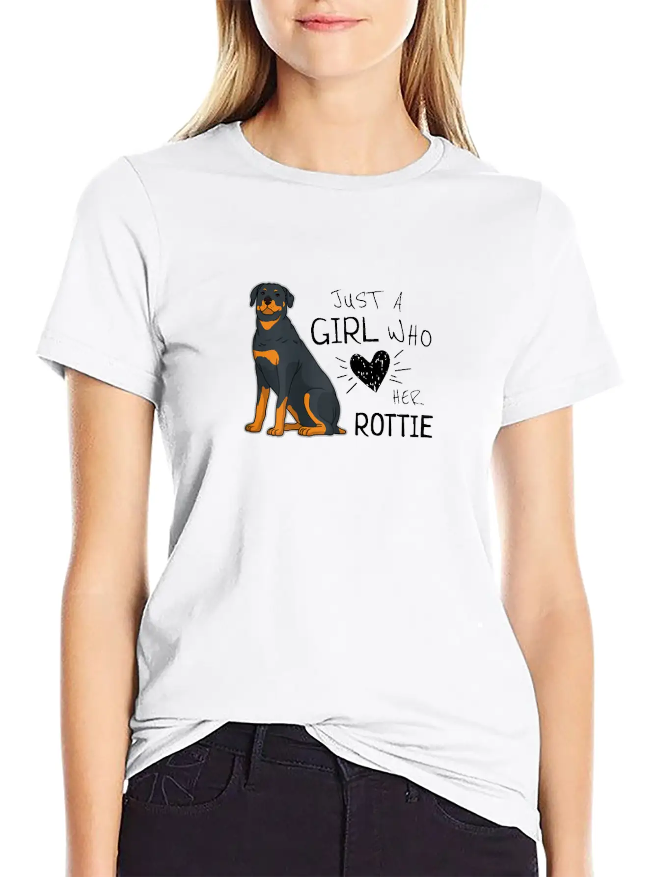 Just A Girl Who Loves Her Rottie Rottweiler Dog Essential Cotton Tee For Daily Outfits – Unisex Style