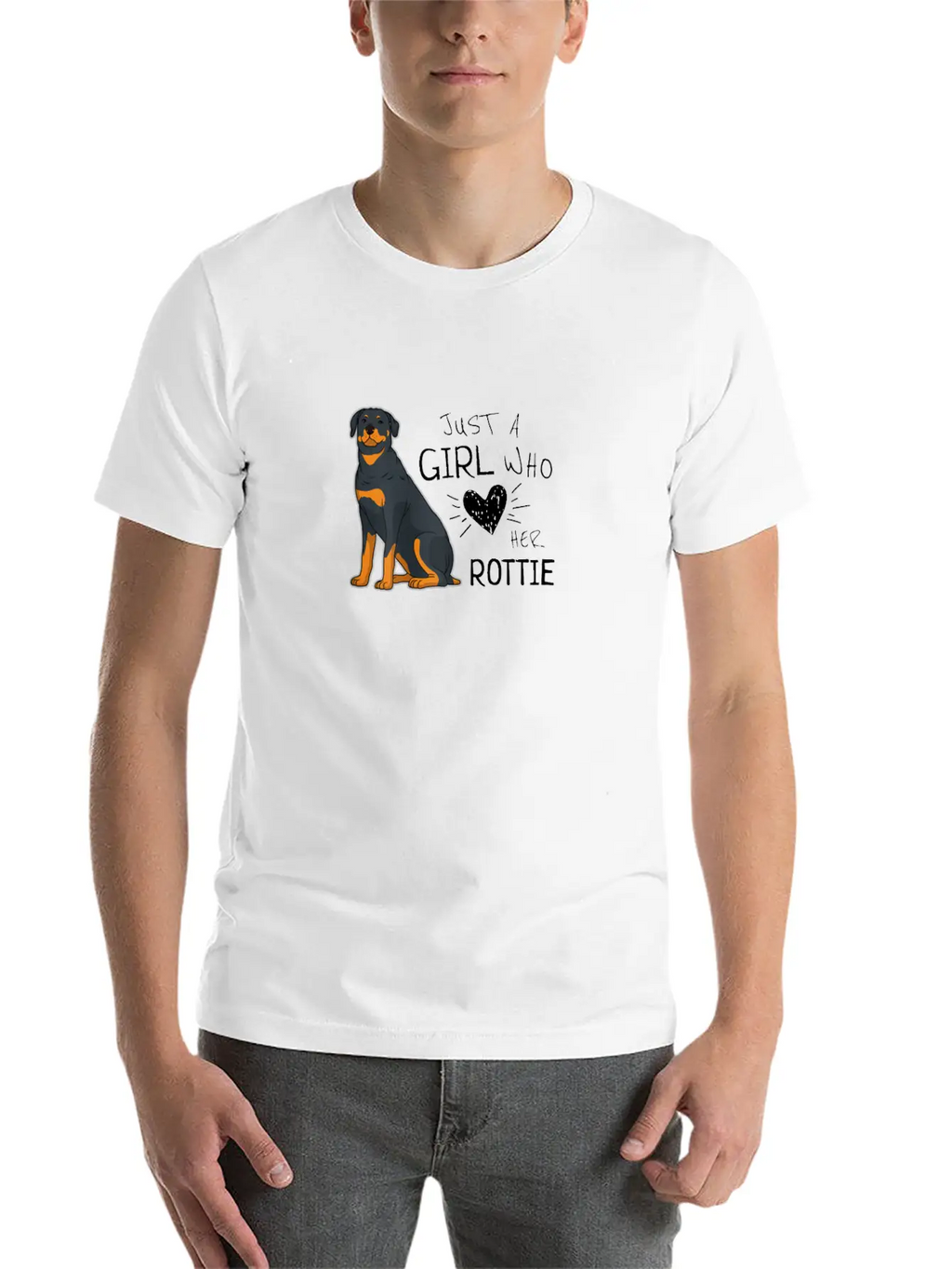 Just A Girl Who Loves Her Rottie Rottweiler Dog Essential Cotton Tee For Daily Outfits – Unisex Style