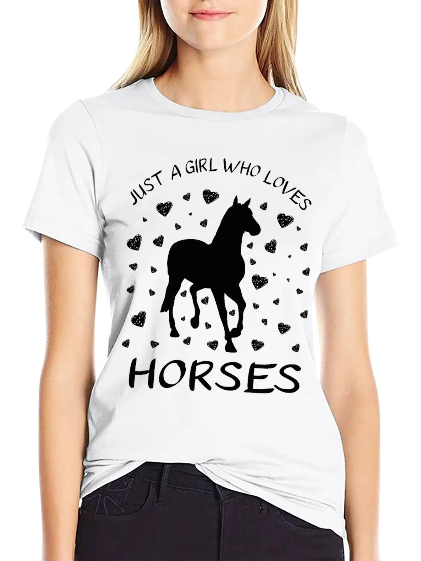 Just A Girl Who Loves Horses : Horse Girl Riding Stylish Everyday T-Shirt – Unisex Basic Cotton Tee