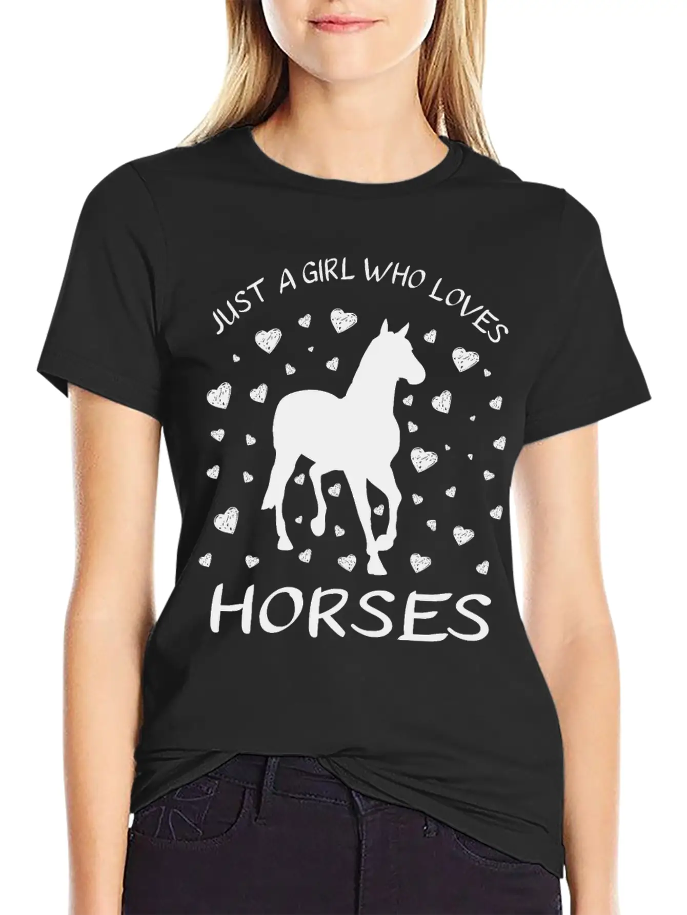 Just A Girl Who Loves Horses : Horse Girl Riding Stylish Everyday T-Shirt – Unisex Basic Cotton Tee