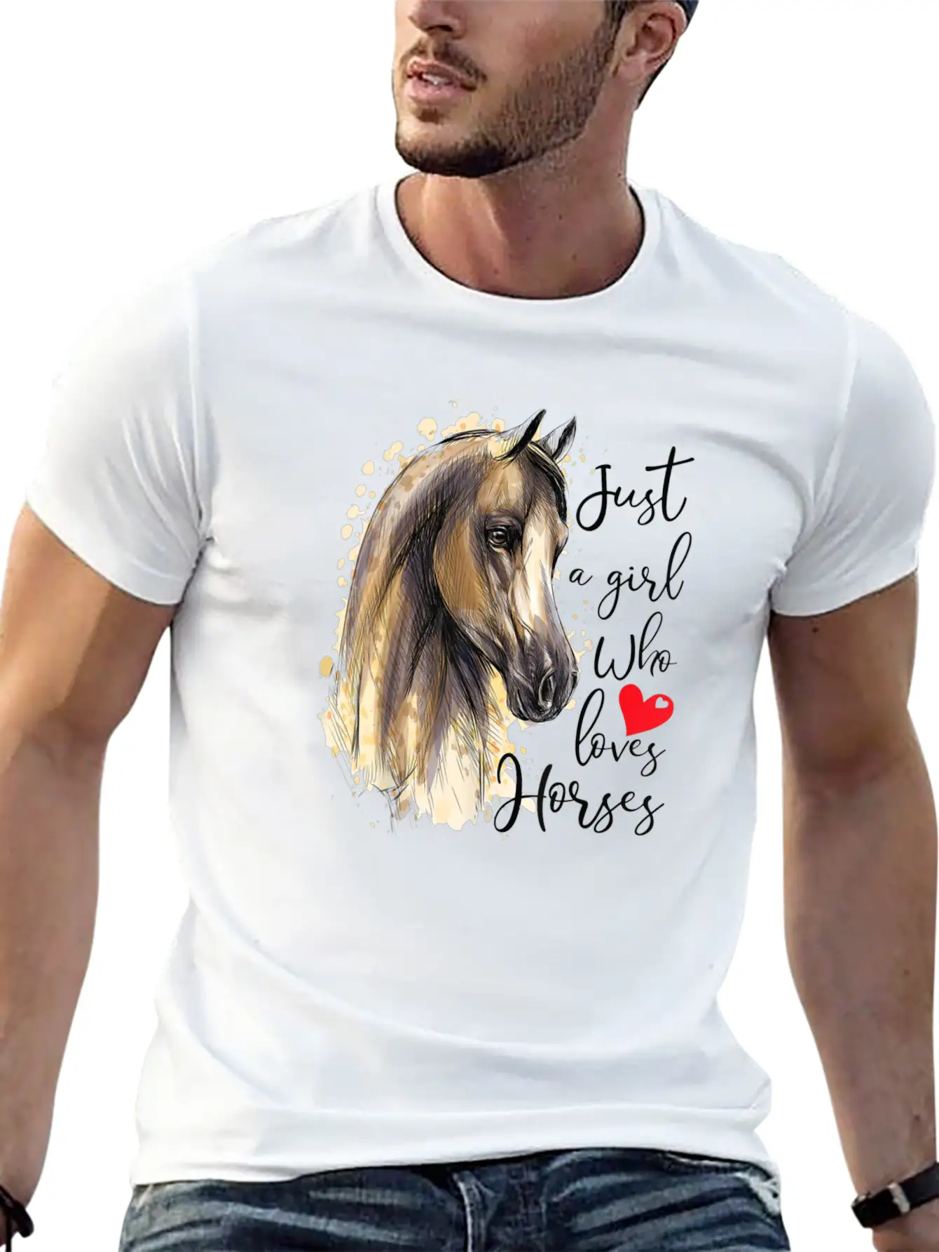 Just A Girl Who Loves Horses Horse Riding Gift Breathable Graphic T-Shirt – Perfect For Casual Days