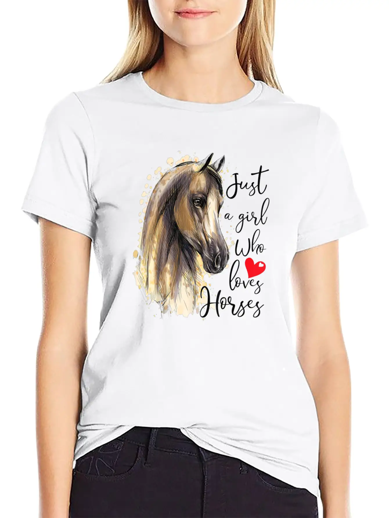 Just A Girl Who Loves Horses Horse Riding Gift Breathable Graphic T-Shirt – Perfect For Casual Days