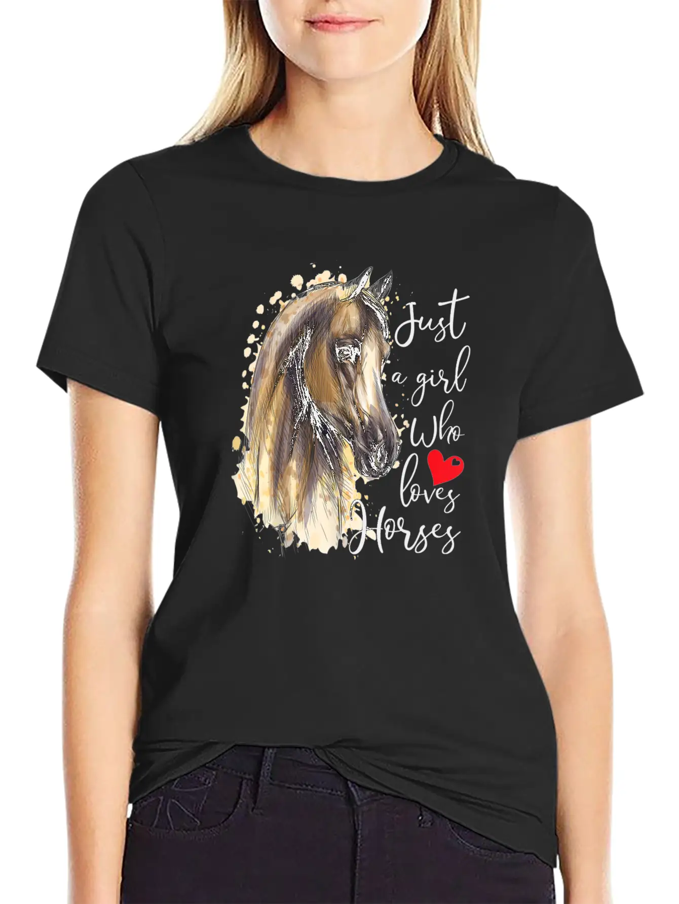 Just A Girl Who Loves Horses Horse Riding Gift Breathable Graphic T-Shirt – Perfect For Casual Days