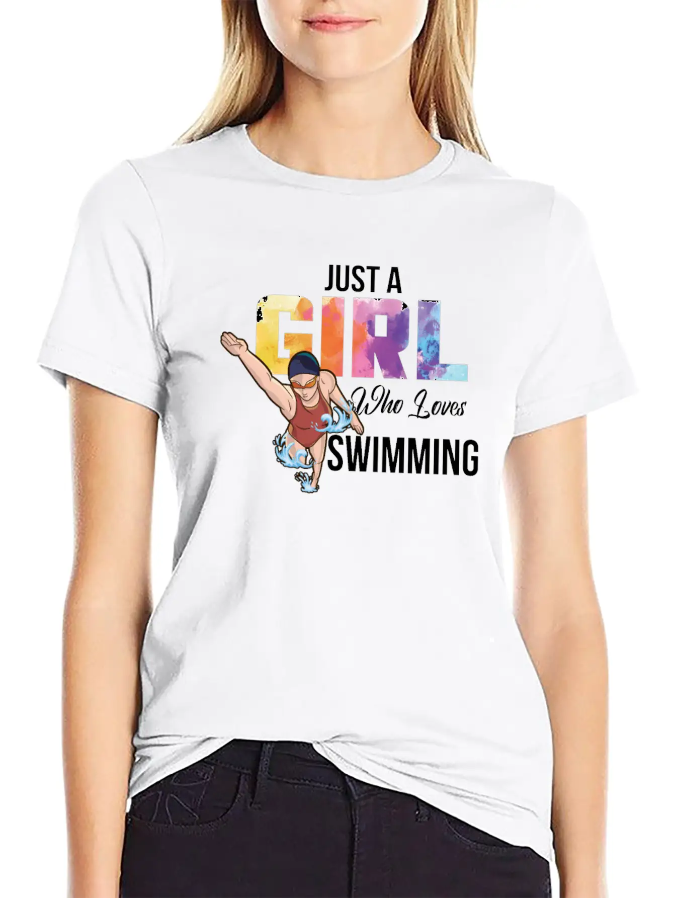 Just A Girl Who Loves Swimming Swimmer Saying Timeless Short Sleeve Tee – Comfy And Minimalist Design