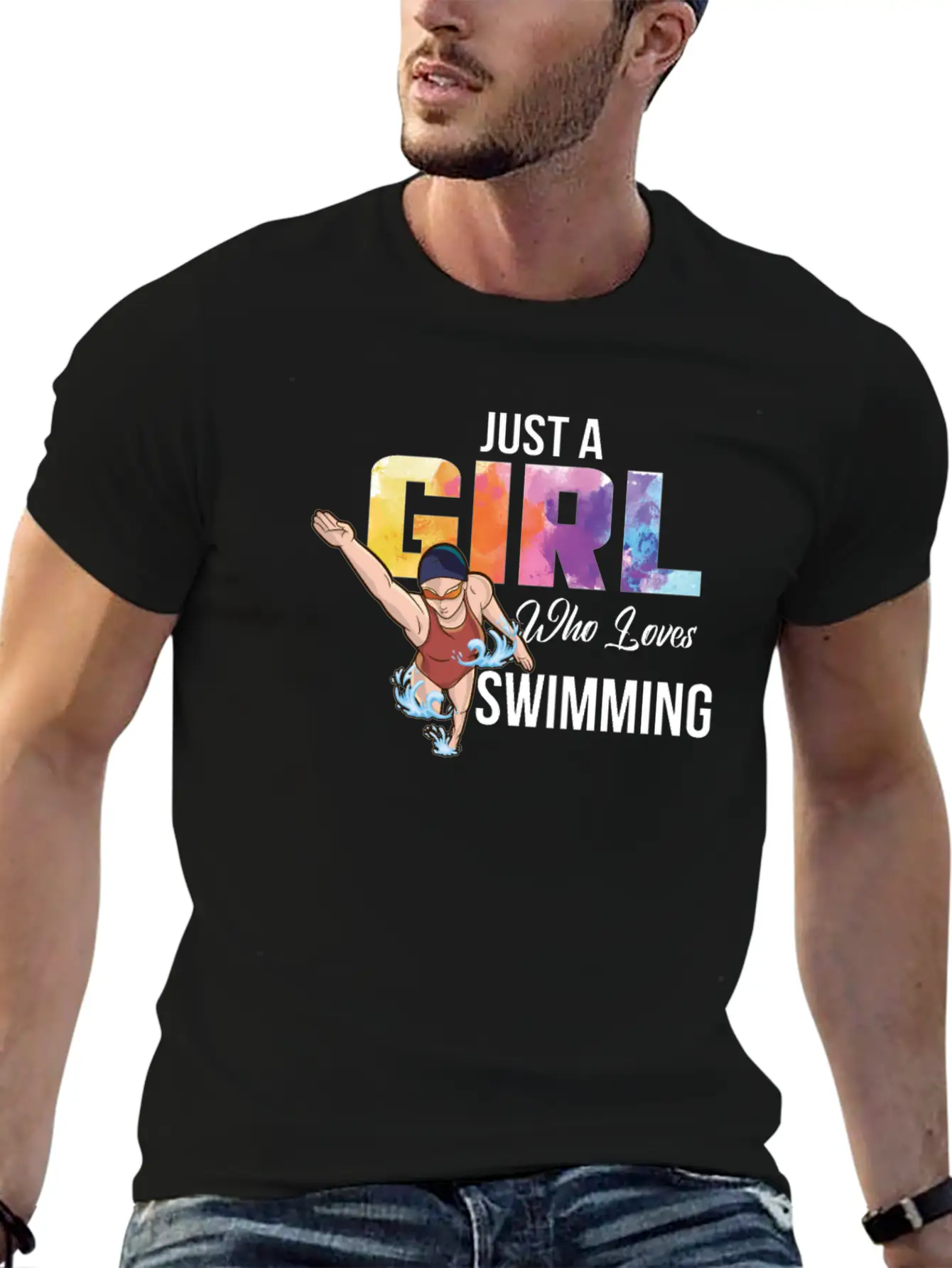 Just A Girl Who Loves Swimming Swimmer Saying Timeless Short Sleeve Tee – Comfy And Minimalist Design