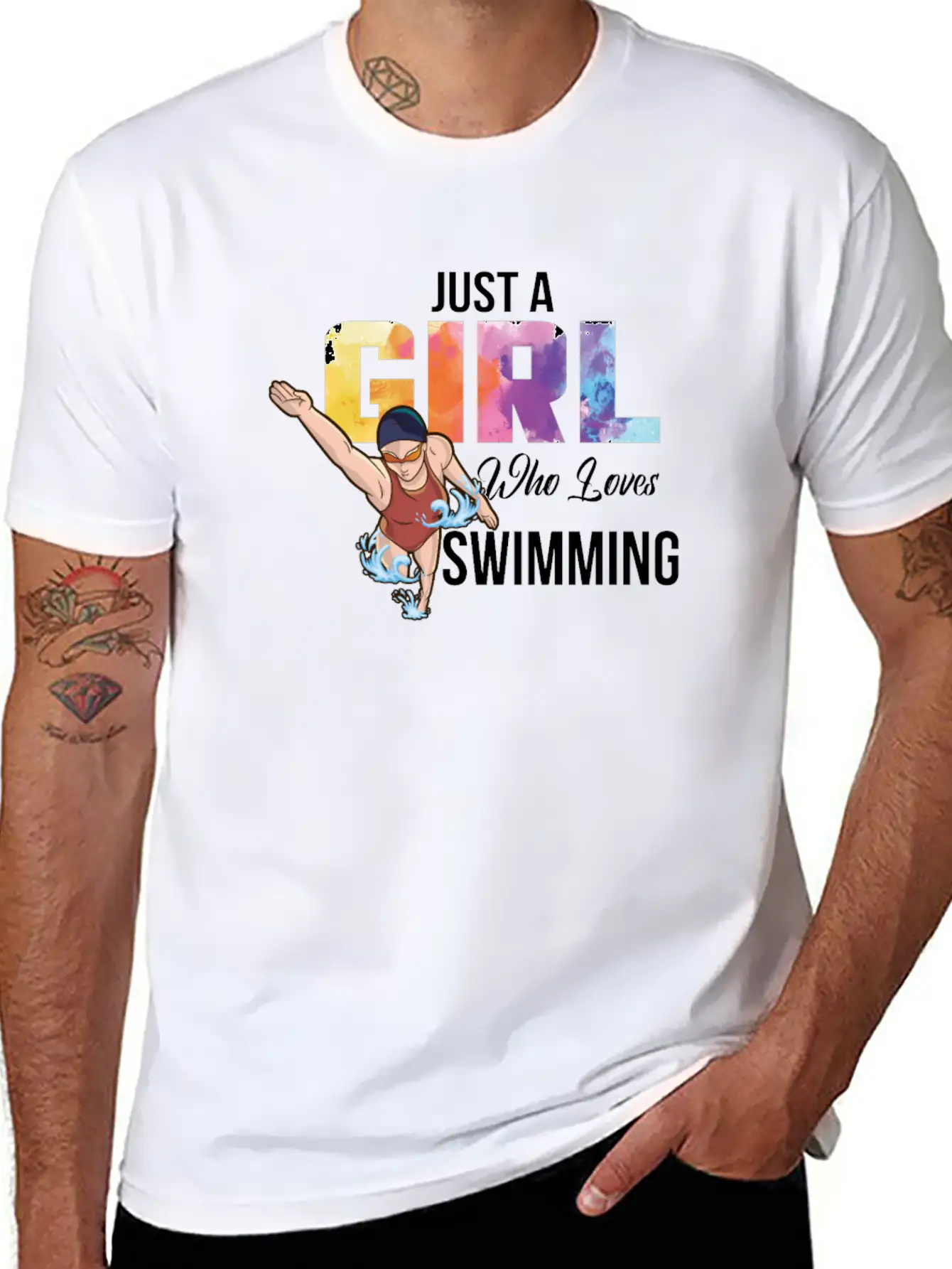 Just A Girl Who Loves Swimming Swimmer Saying Timeless Short Sleeve Tee – Comfy And Minimalist Design