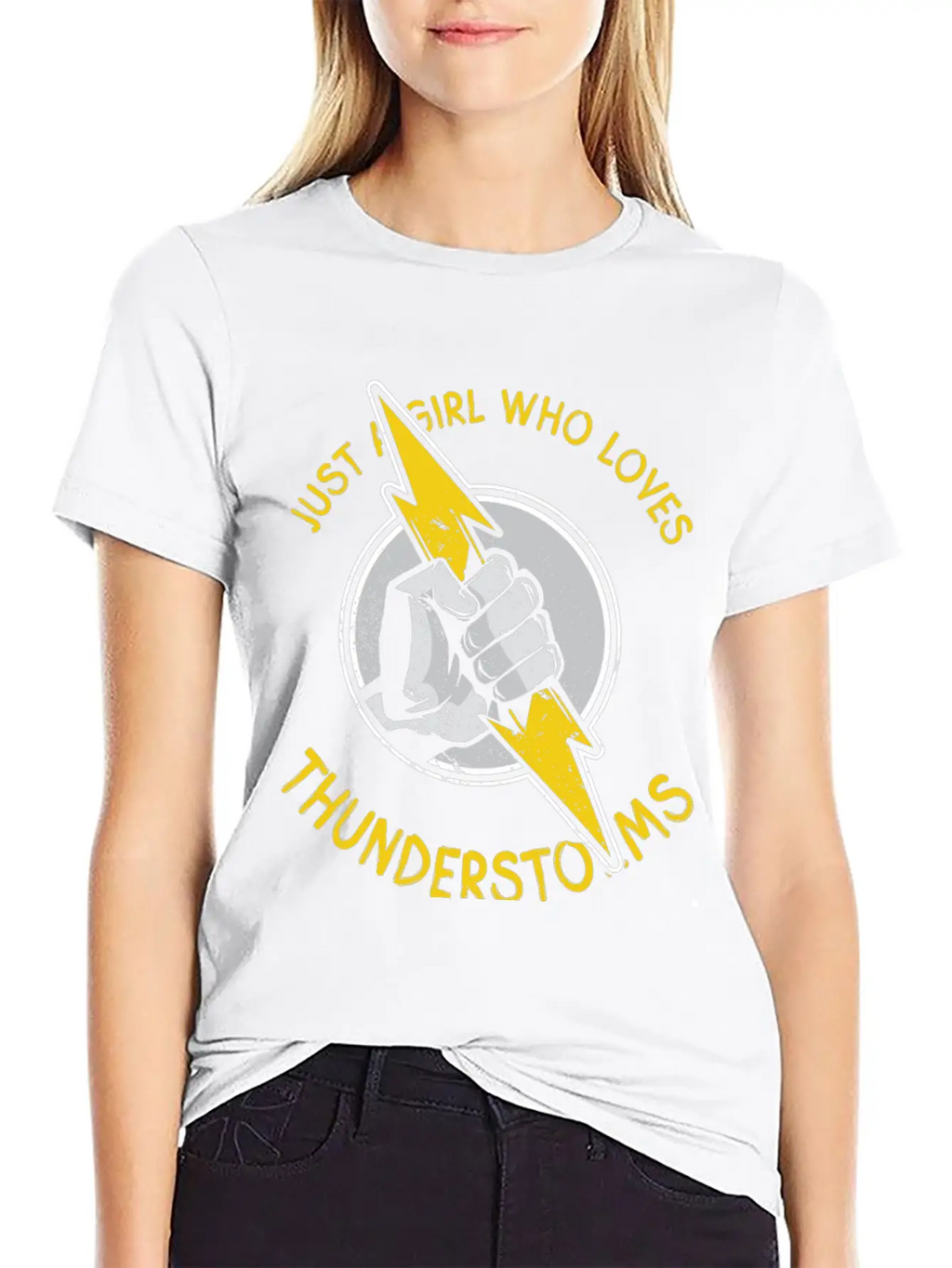 Just A Girl Who Loves Thunder Thunderstorms Basic Graphic T-Shirt – Daily Comfort In Soft Cotton