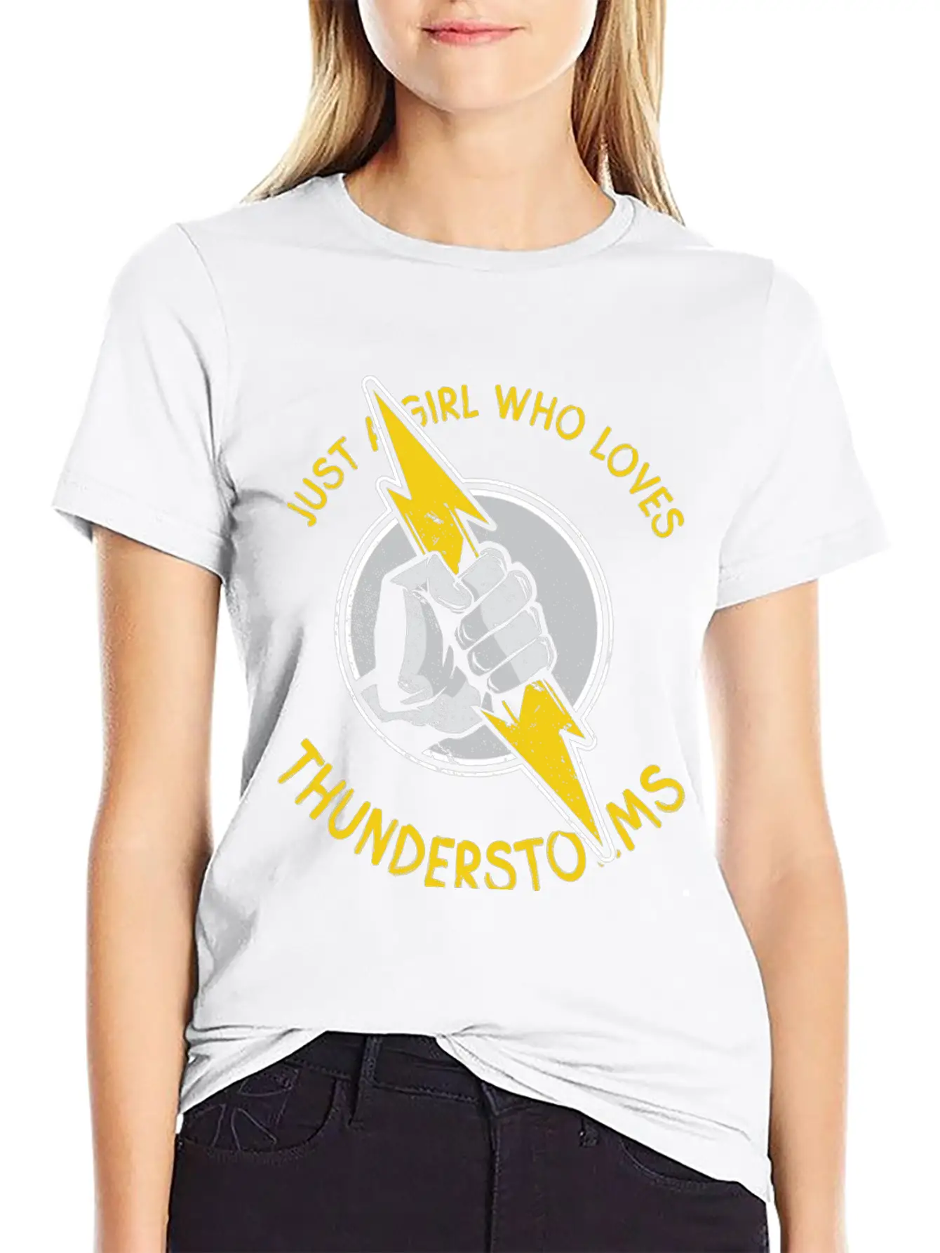 Just A Girl Who Loves Thunder Thunderstorms Basic Graphic T-Shirt – Daily Comfort In Soft Cotton