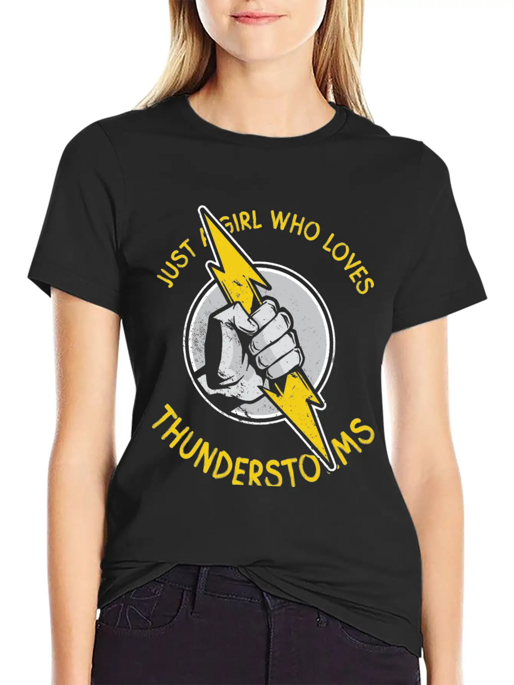 Just A Girl Who Loves Thunder Thunderstorms Basic Graphic T-Shirt – Daily Comfort In Soft Cotton