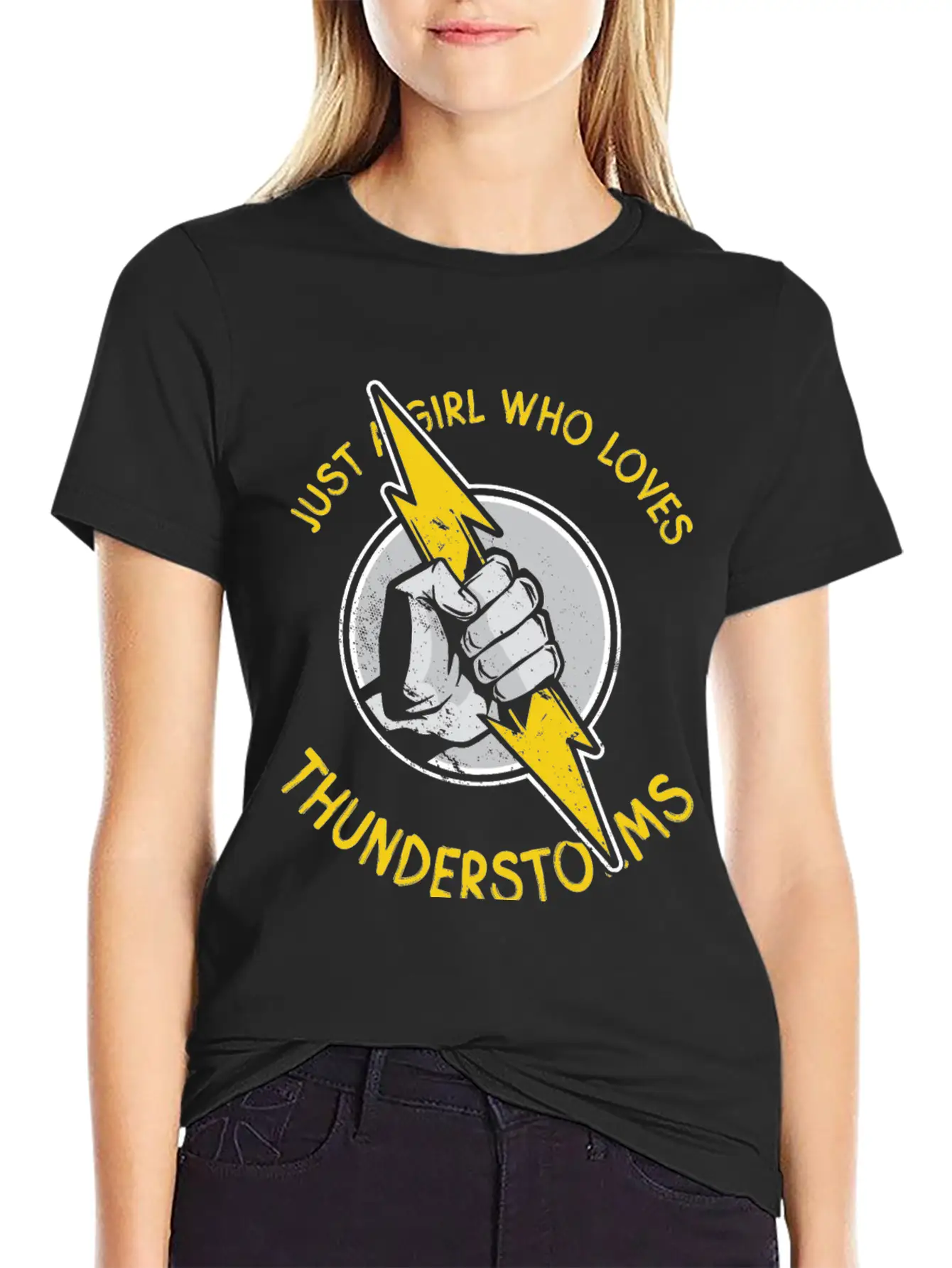 Just A Girl Who Loves Thunder Thunderstorms Basic Graphic T-Shirt – Daily Comfort In Soft Cotton