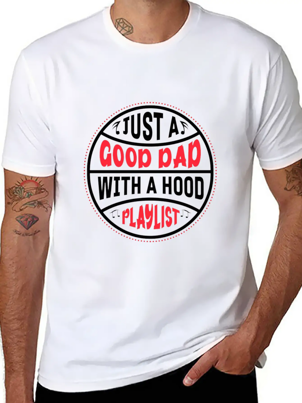 Just A Good Dad With A Hood Playlist Basic Graphic T-Shirt – Daily Comfort In Soft Cotton