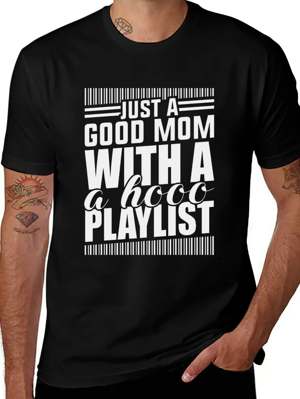 Just A Good Mom What A Hood Playlist Breathable Graphic T-Shirt – Perfect For Casual Days