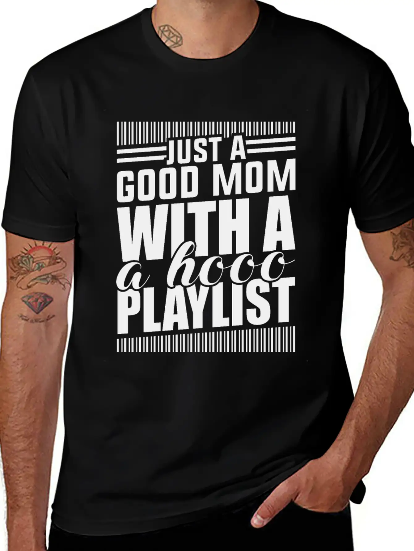 Just A Good Mom What A Hood Playlist Breathable Graphic T-Shirt – Perfect For Casual Days