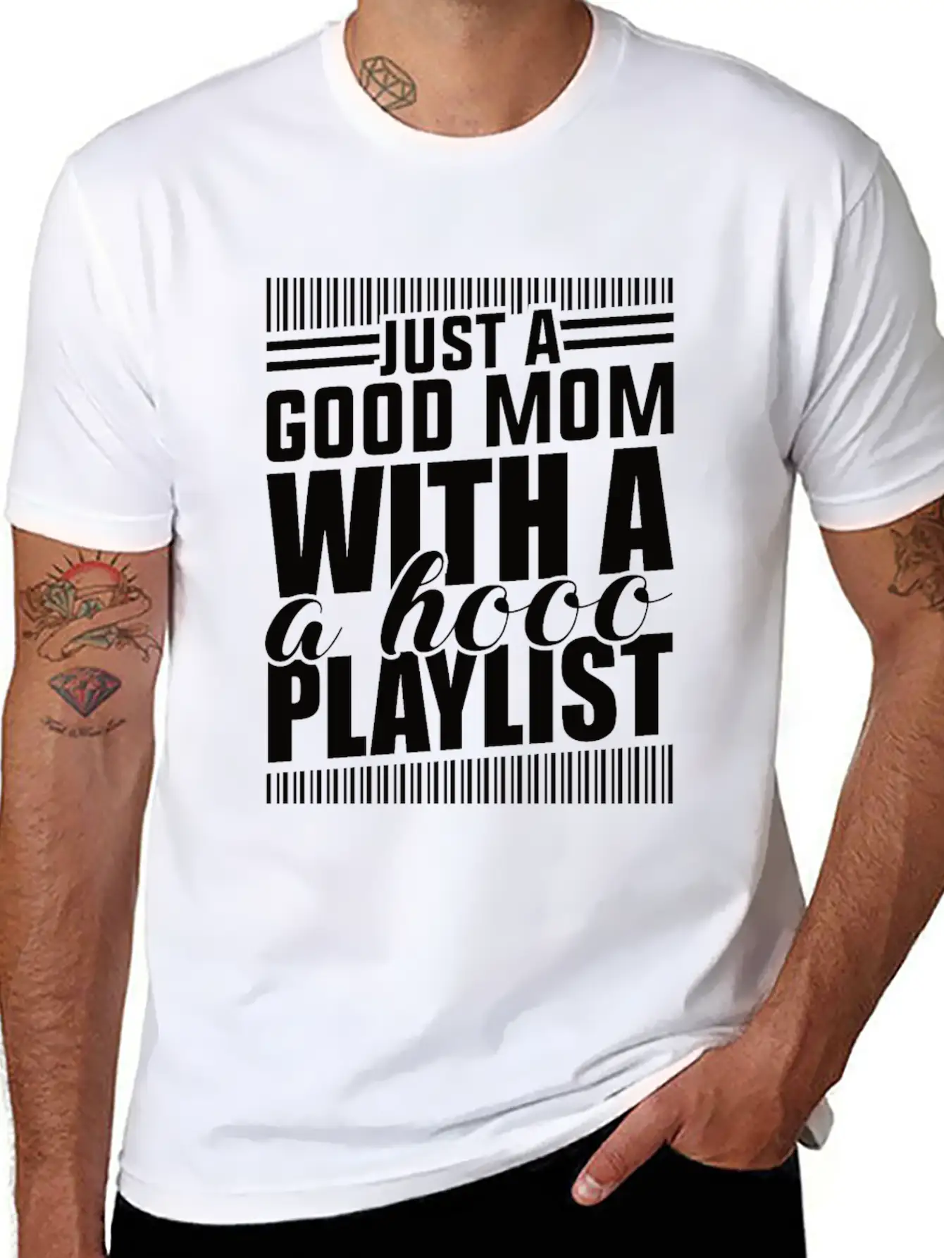 Just A Good Mom What A Hood Playlist Breathable Graphic T-Shirt – Perfect For Casual Days