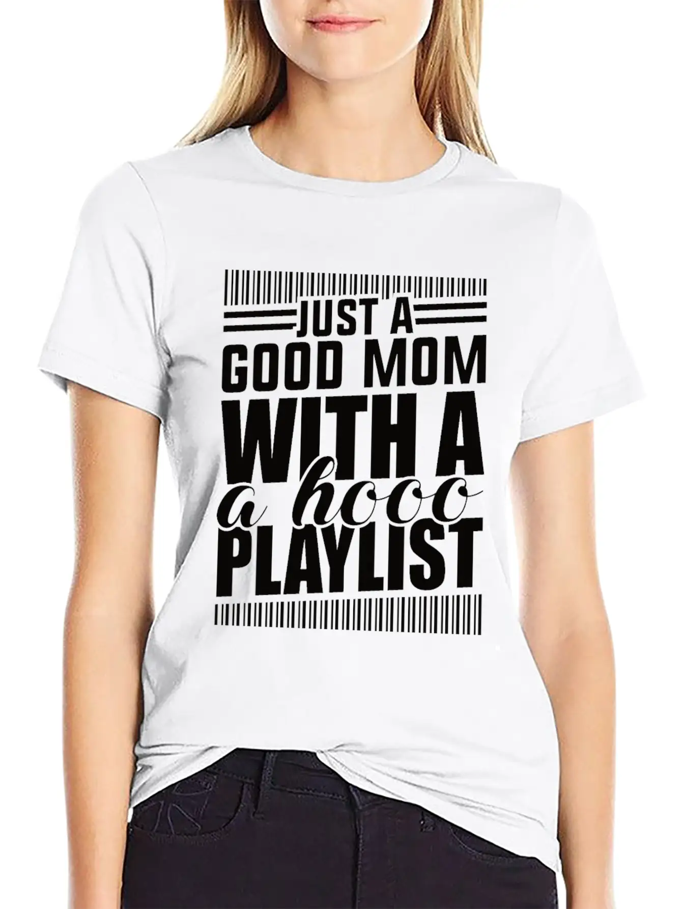 Just A Good Mom What A Hood Playlist Breathable Graphic T-Shirt – Perfect For Casual Days
