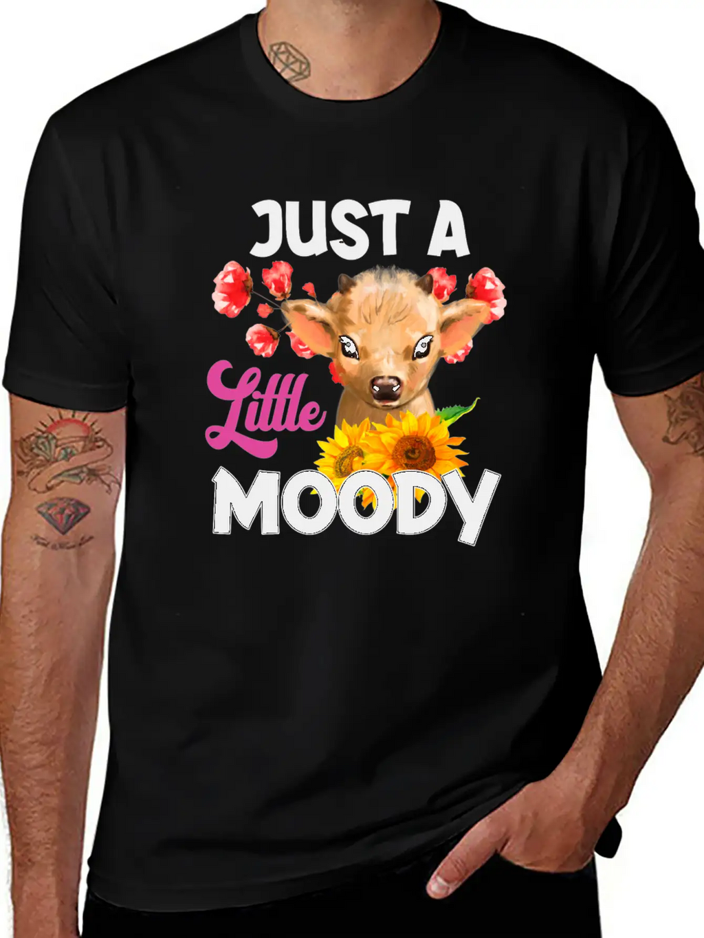 Just A Little Moody T Shirt, Cow Breathable Soft Cotton T-Shirt – Timeless Casual Look
