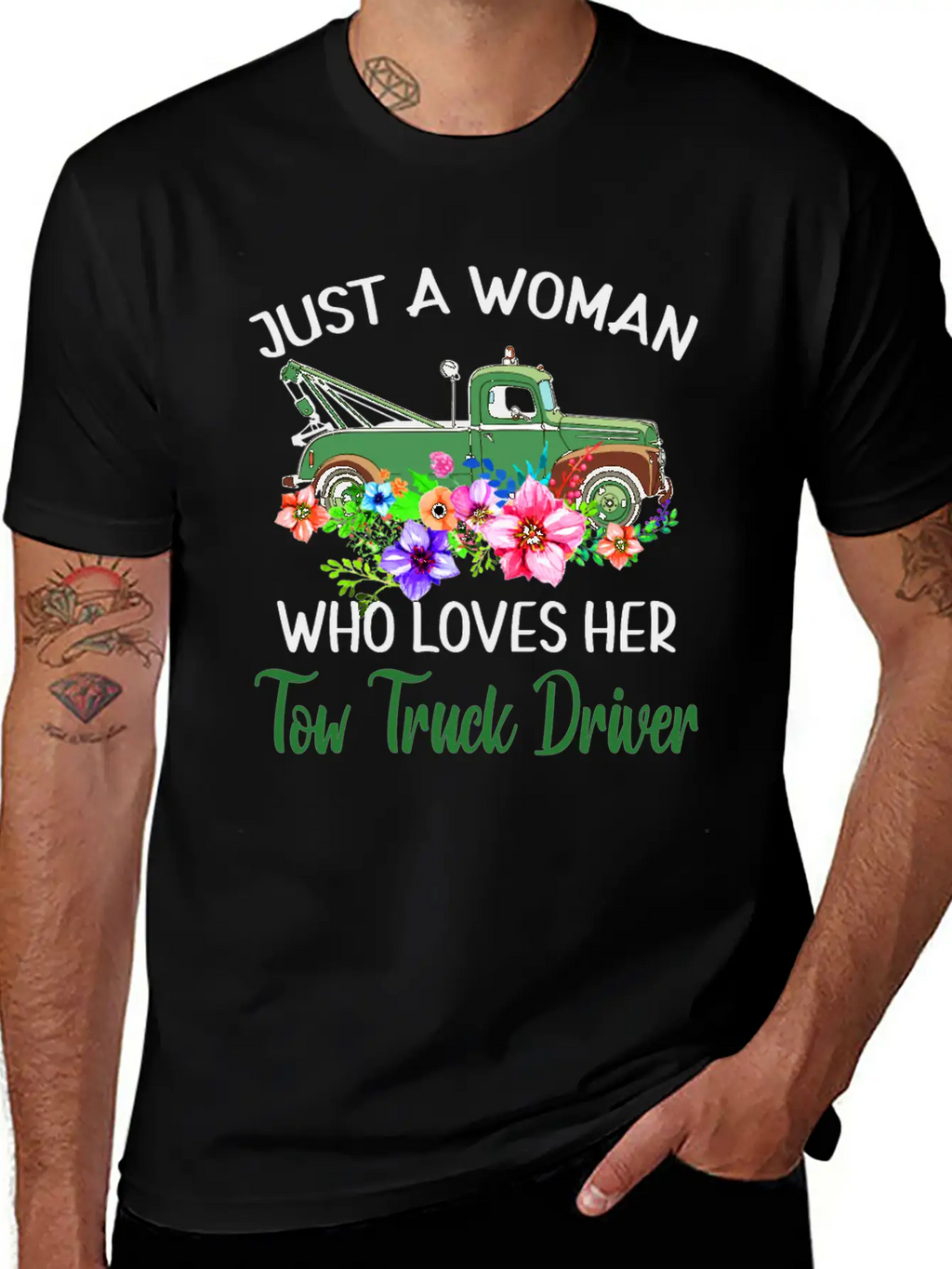 Just A Woman Who Loves Her Tow Truck Driver Timeless Short Sleeve Tee – Comfy And Minimalist Design