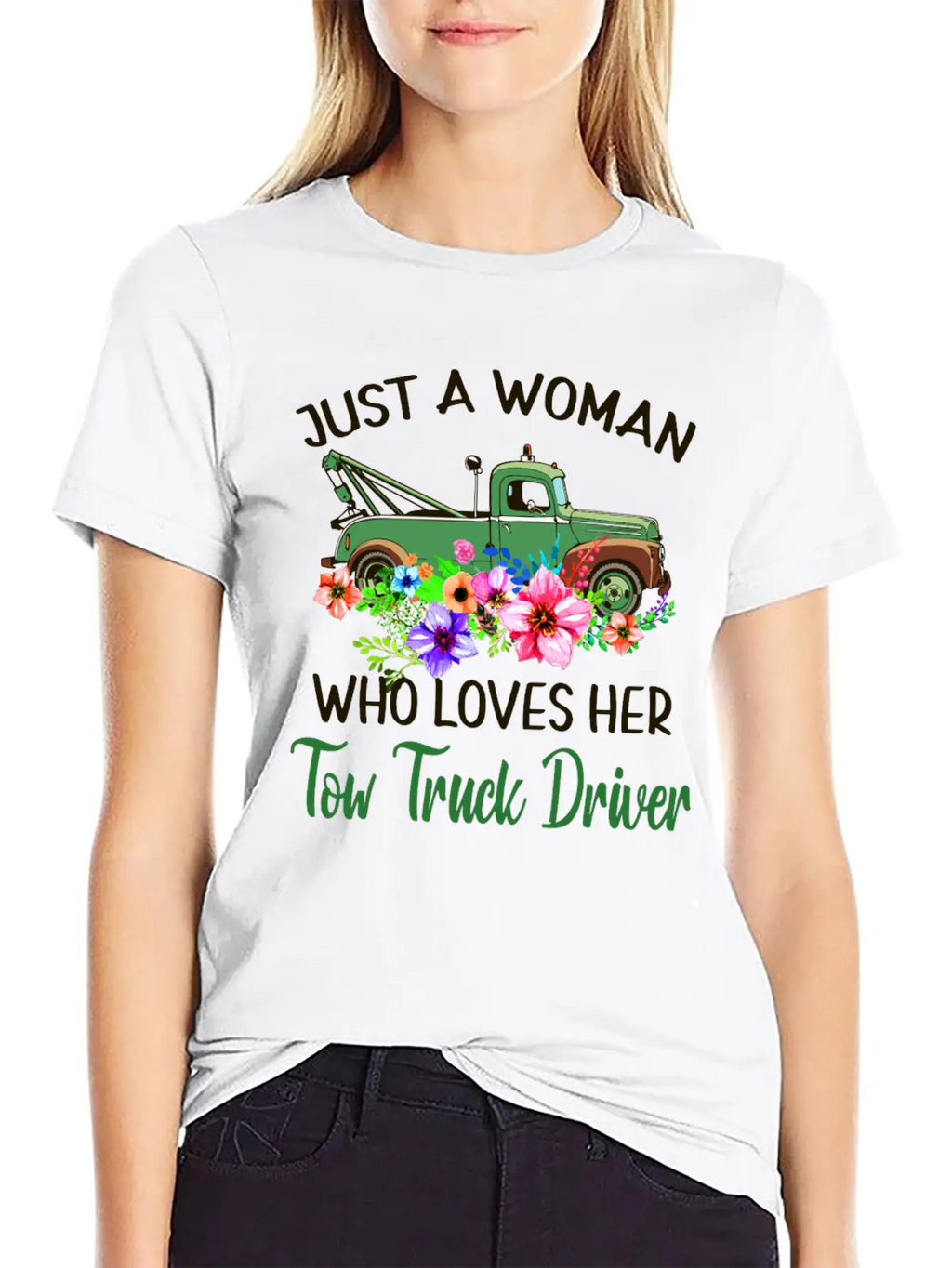 Just A Woman Who Loves Her Tow Truck Driver Timeless Short Sleeve Tee – Comfy And Minimalist Design