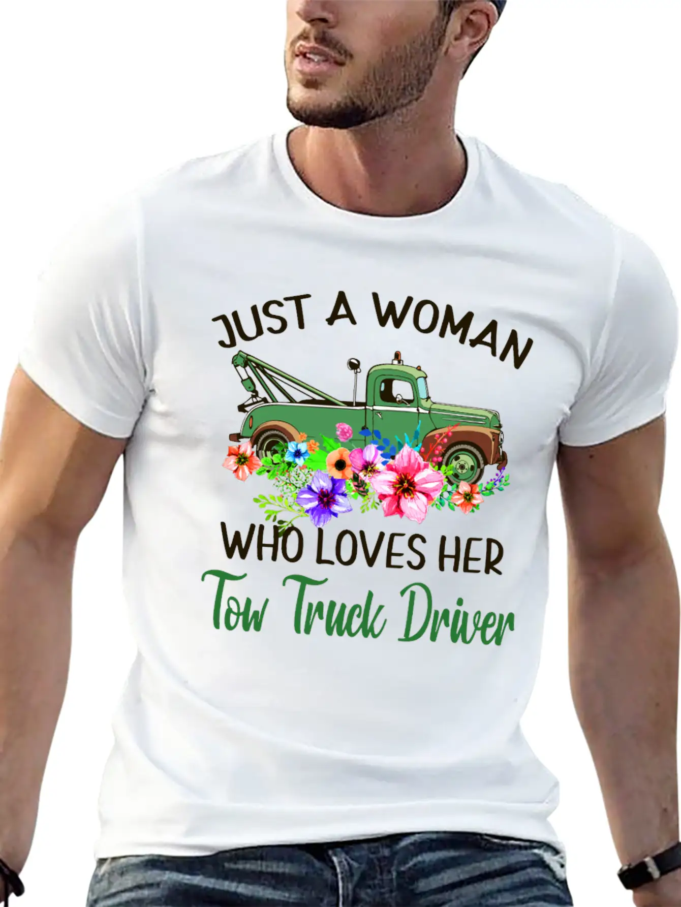 Just A Woman Who Loves Her Tow Truck Driver Timeless Short Sleeve Tee – Comfy And Minimalist Design